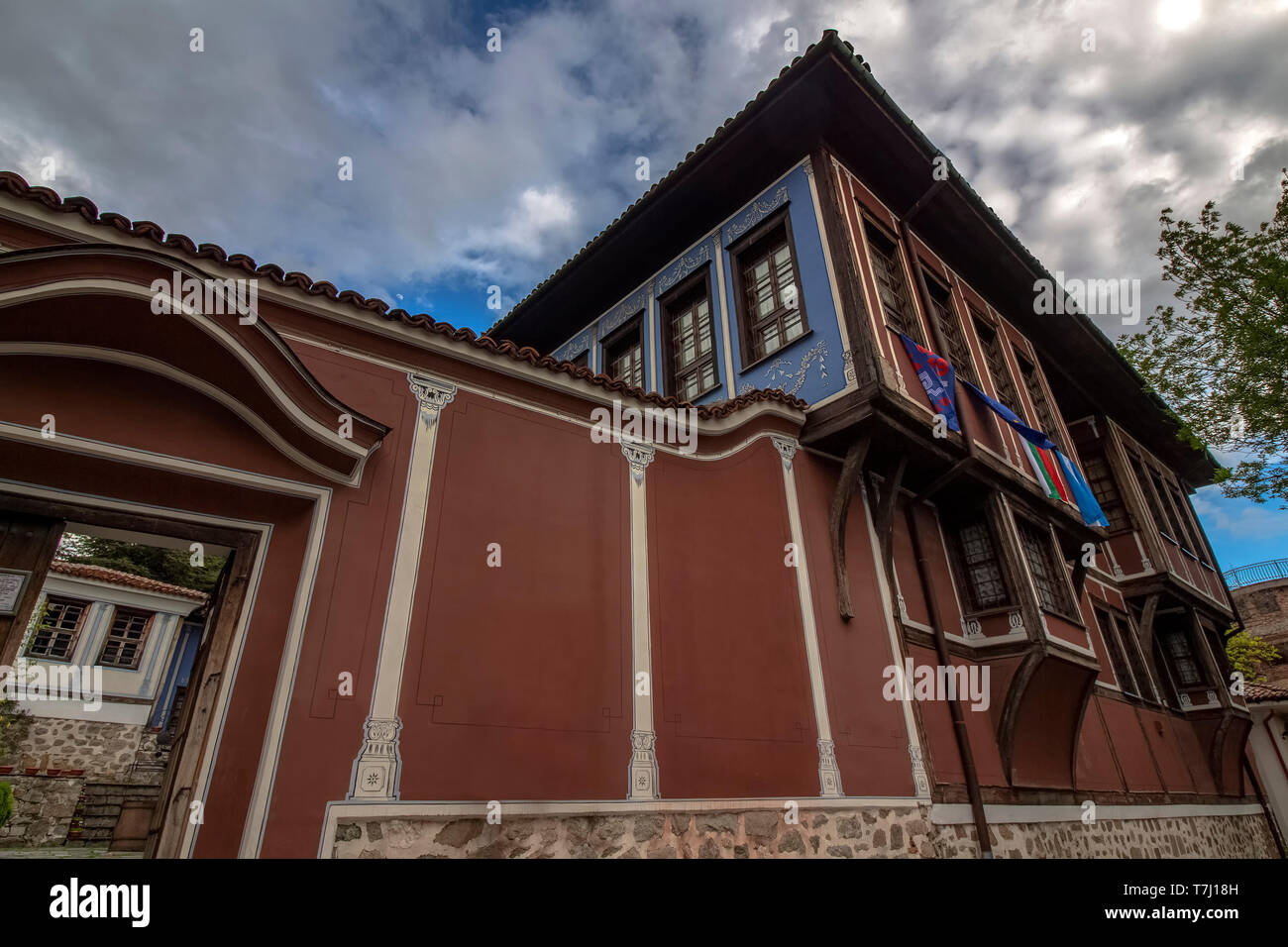 La splendida architettura della Città Vecchia di Plovdiv, che nel 2019 divenne la capitale della cultura in Europa. Foto Stock
