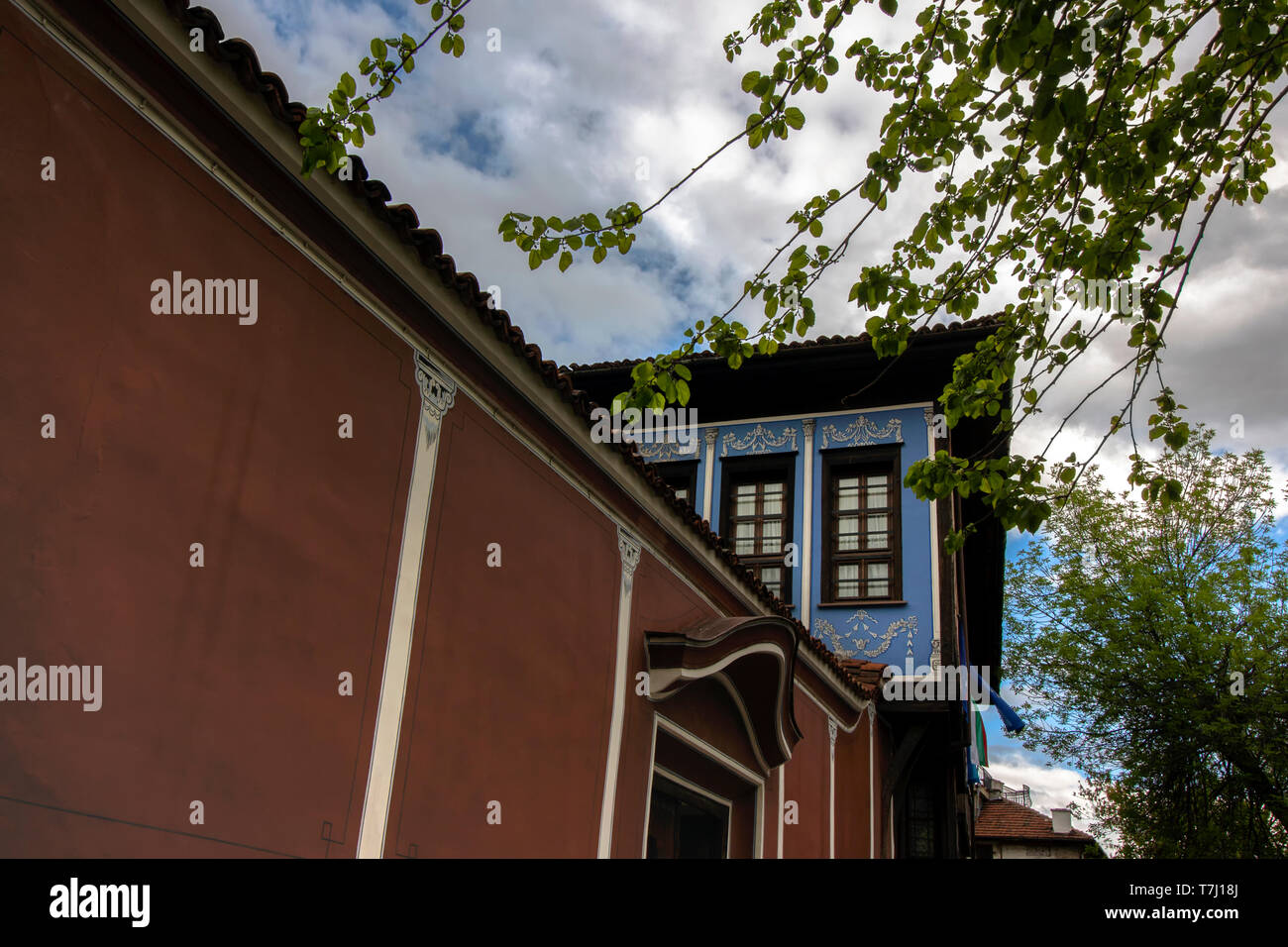 La splendida architettura della Città Vecchia di Plovdiv, che nel 2019 divenne la capitale della cultura in Europa. Foto Stock