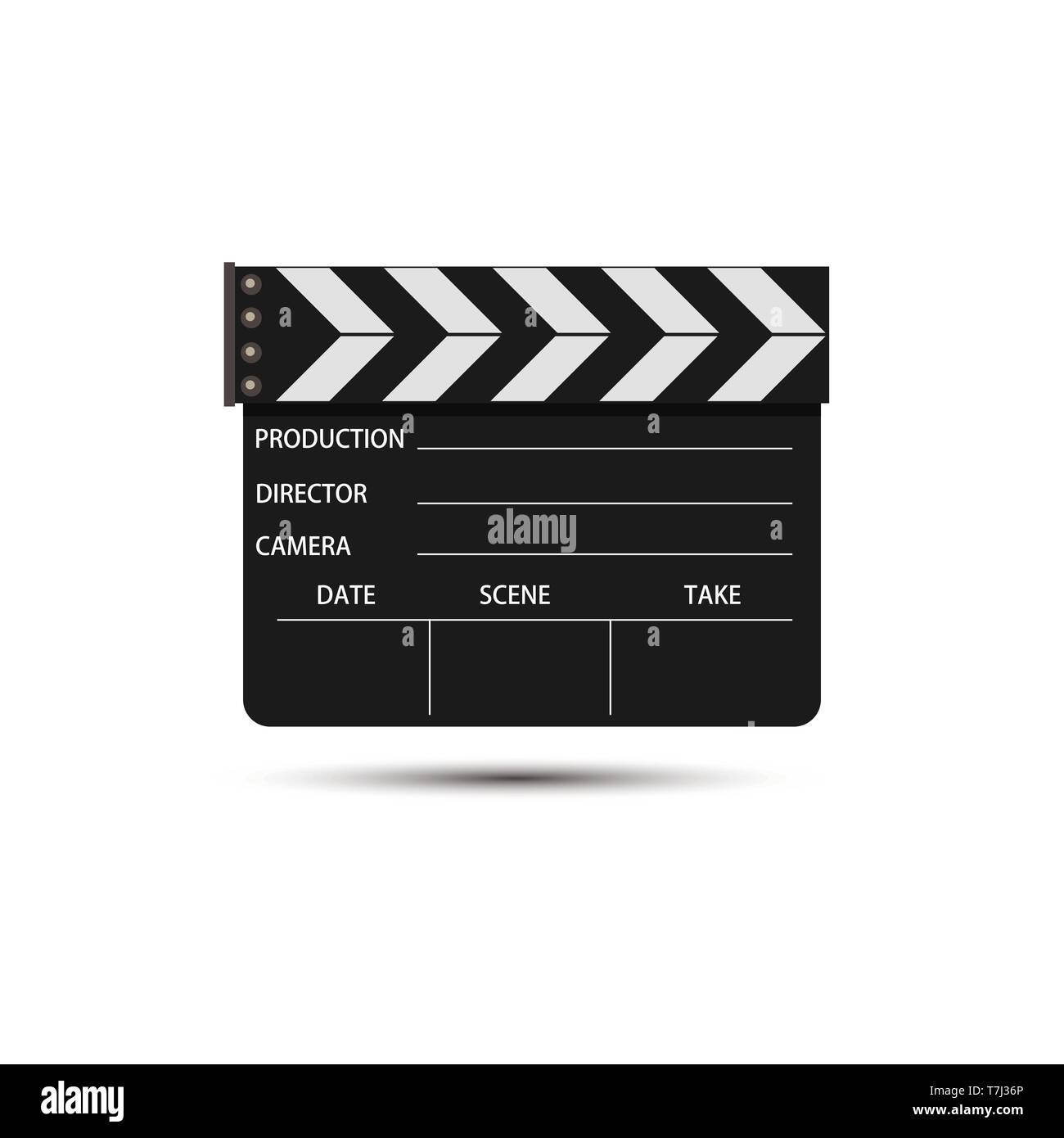 Film icona video la produzione del vettore lo sfondo dell'illustrazione cinema striscia piatta isolata studio design fotocamera Illustrazione Vettoriale