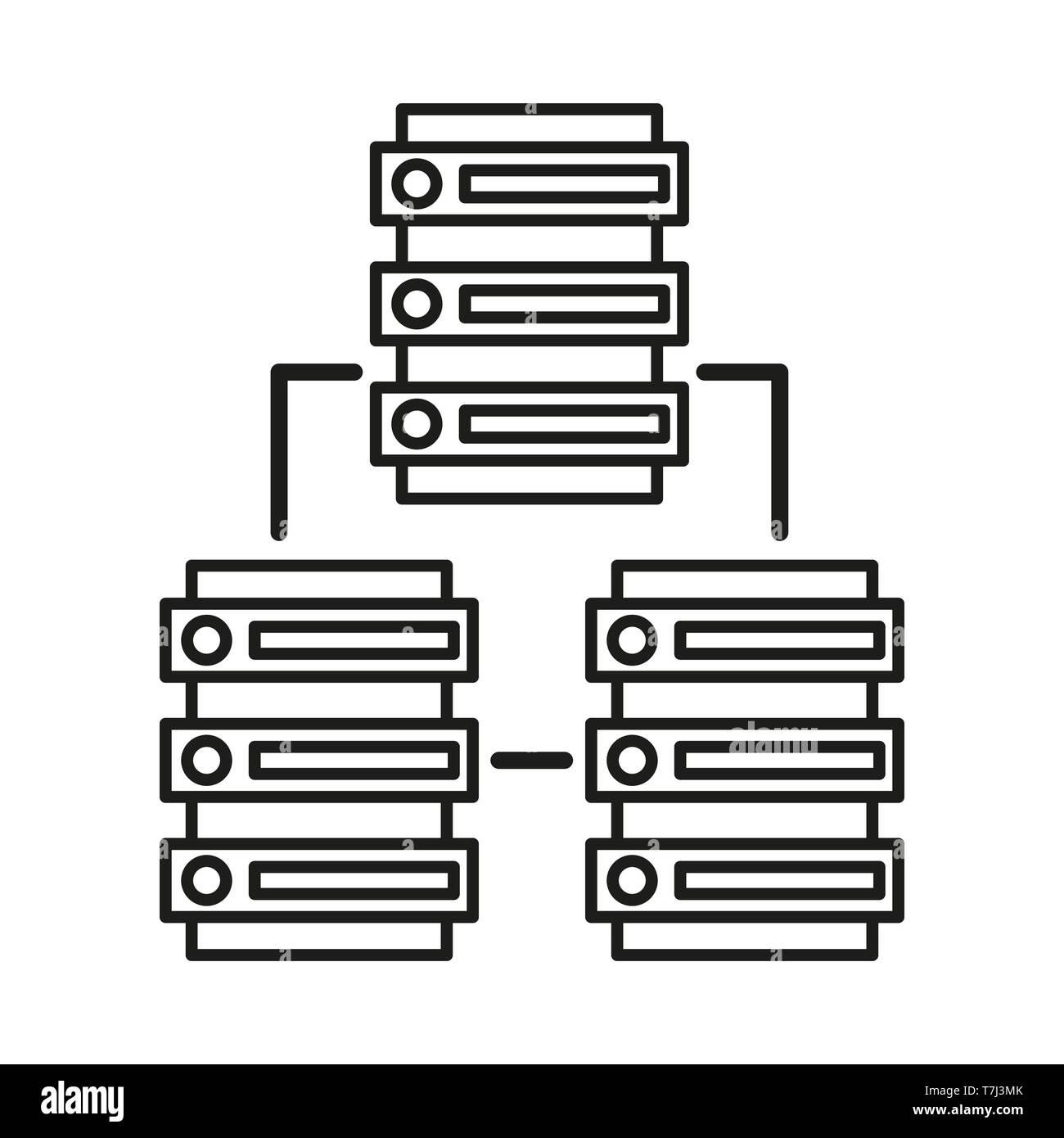 Icona Linea server profilo set di cloud hosting. I dati Web computer vettoriale database di rete internet illustrazione sottile Illustrazione Vettoriale