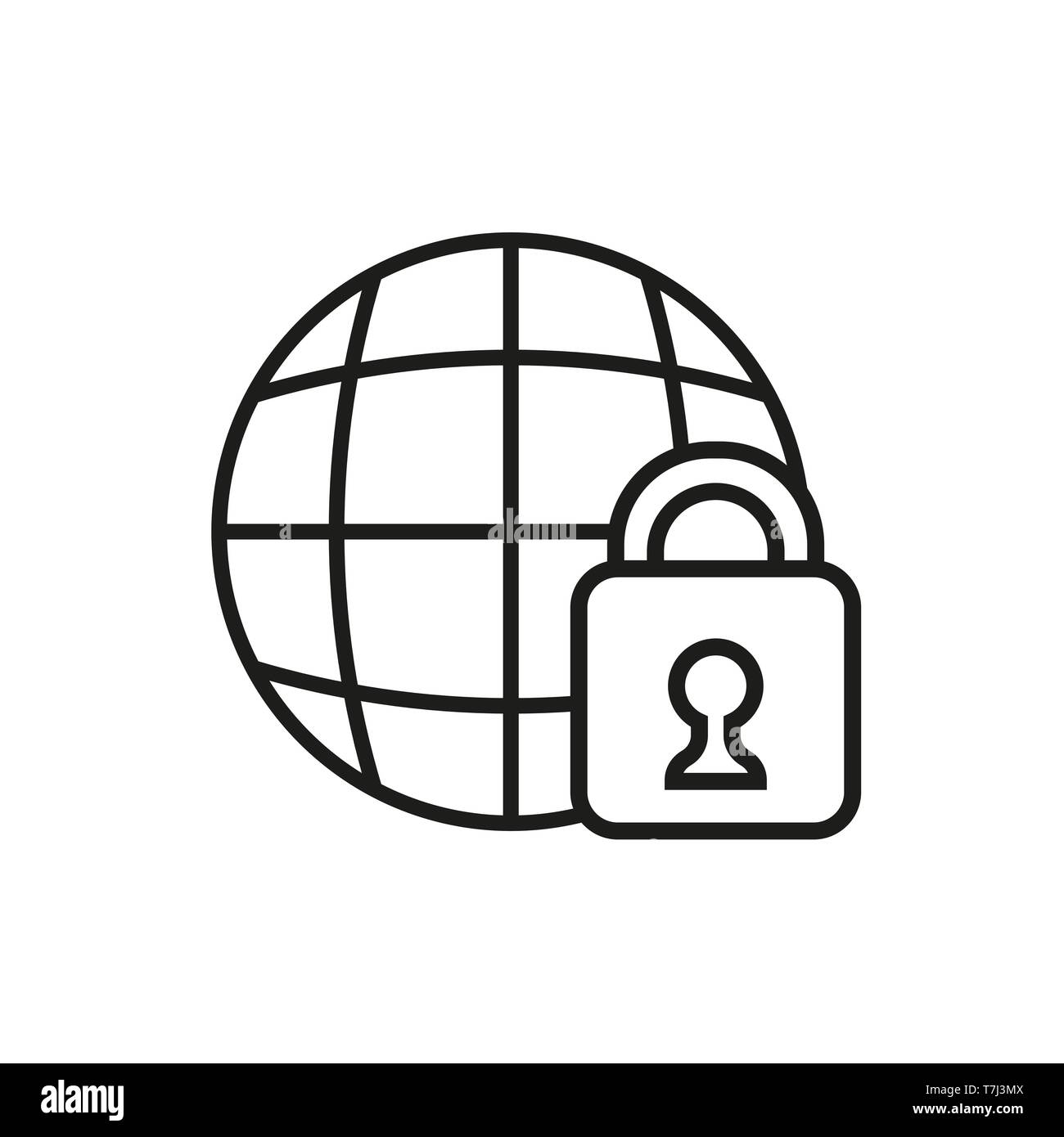 Icona Profilo di serratura di sicurezza a chiave di linea vettore web internet illustrazione simbolo di protezione sicura del lucchetto di sicurezza sicuro Illustrazione Vettoriale