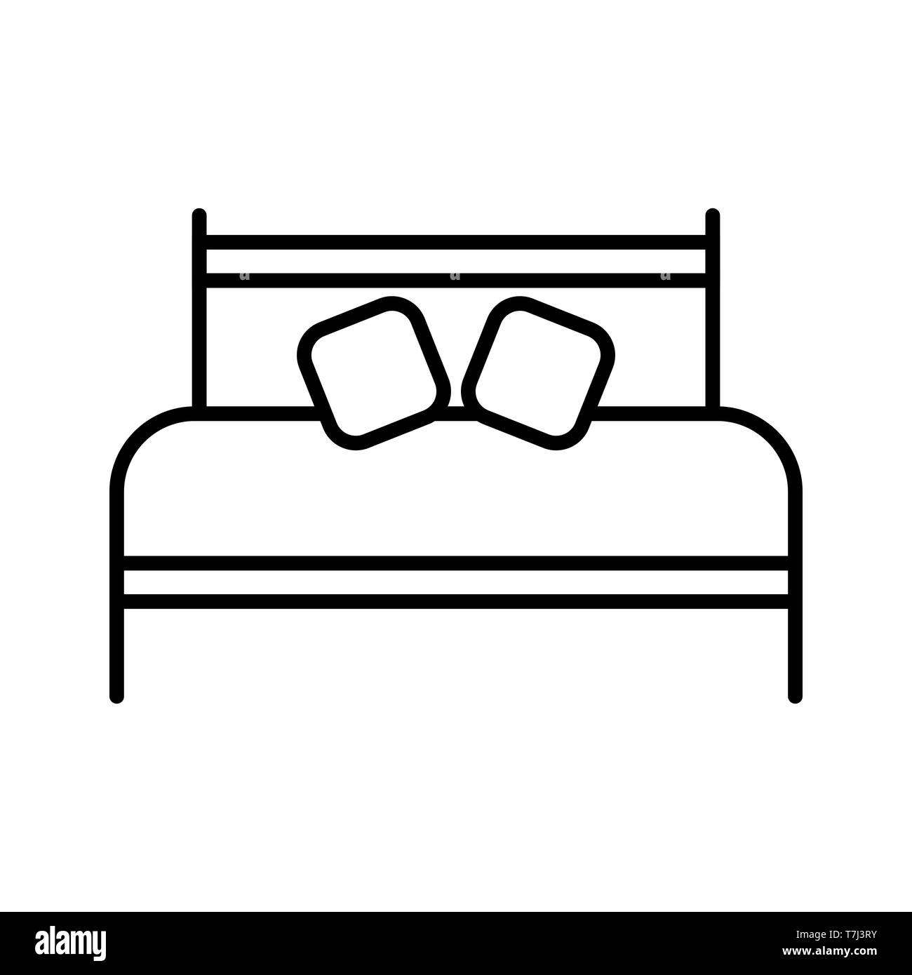 Letto doppio icona linea isolati su sfondo bianco. Profilo sottile materasso appartamento relax vettore. Illustrazione Vettoriale