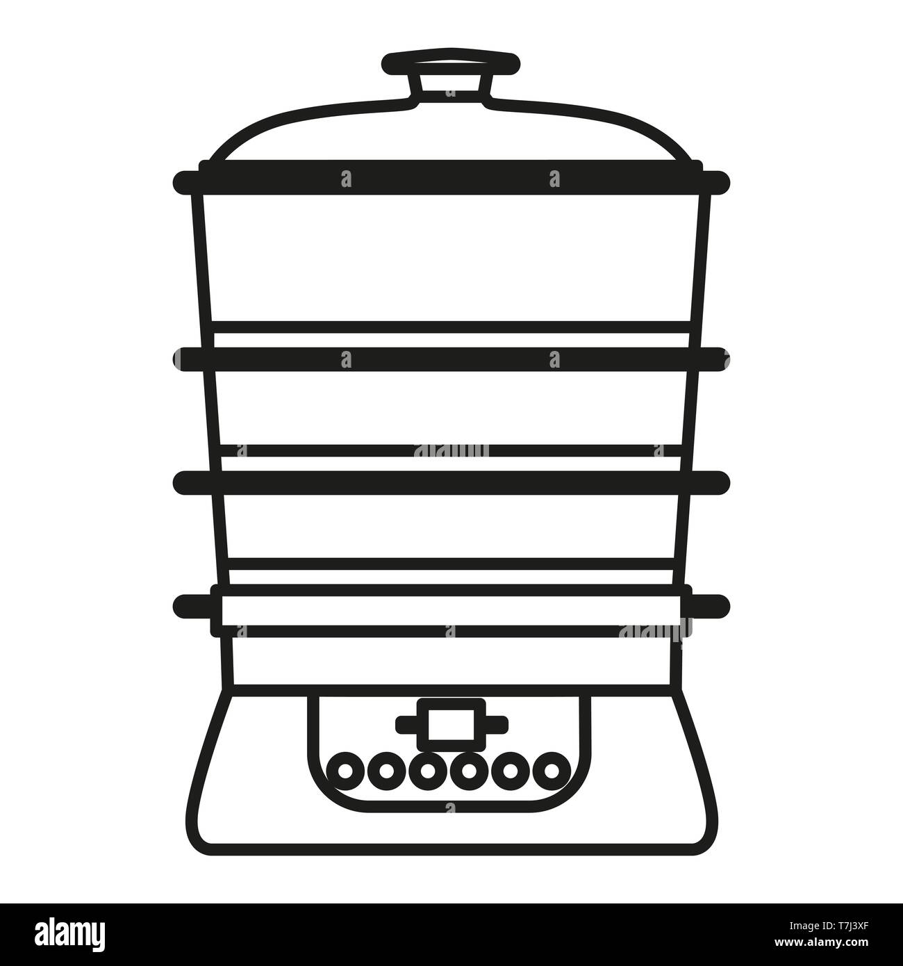 Cucina vaporiera icona linea isolati su sfondo bianco. Profilo sottile logo vettore di cottura. Illustrazione Vettoriale