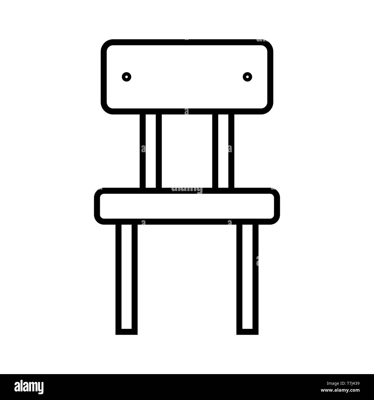 Sedia icona linea isolati su sfondo bianco. Profilo sottile di stile interno vettore. Illustrazione Vettoriale