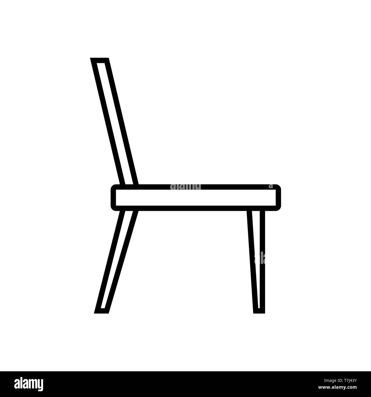 Sedia icona linea isolati su sfondo bianco. Profilo sottile di stile interno vettore. Illustrazione Vettoriale