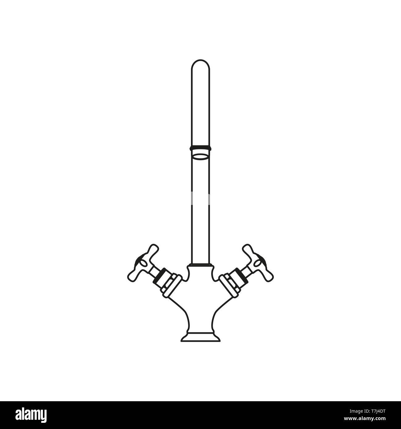 Lavandino icona linea isolati su sfondo bianco. Profilo sottile attrezzatura di bacino di vettore. Illustrazione Vettoriale