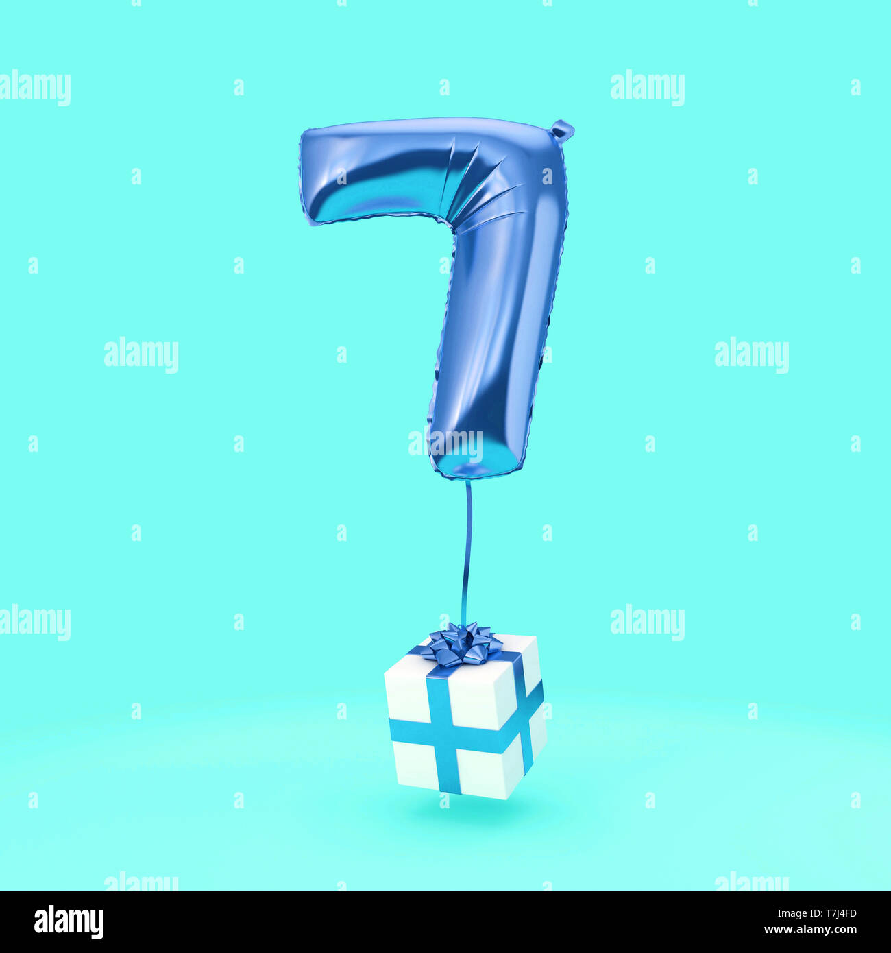 Numero 7 festa di compleanno foil palloncino elio con presenta. 3D