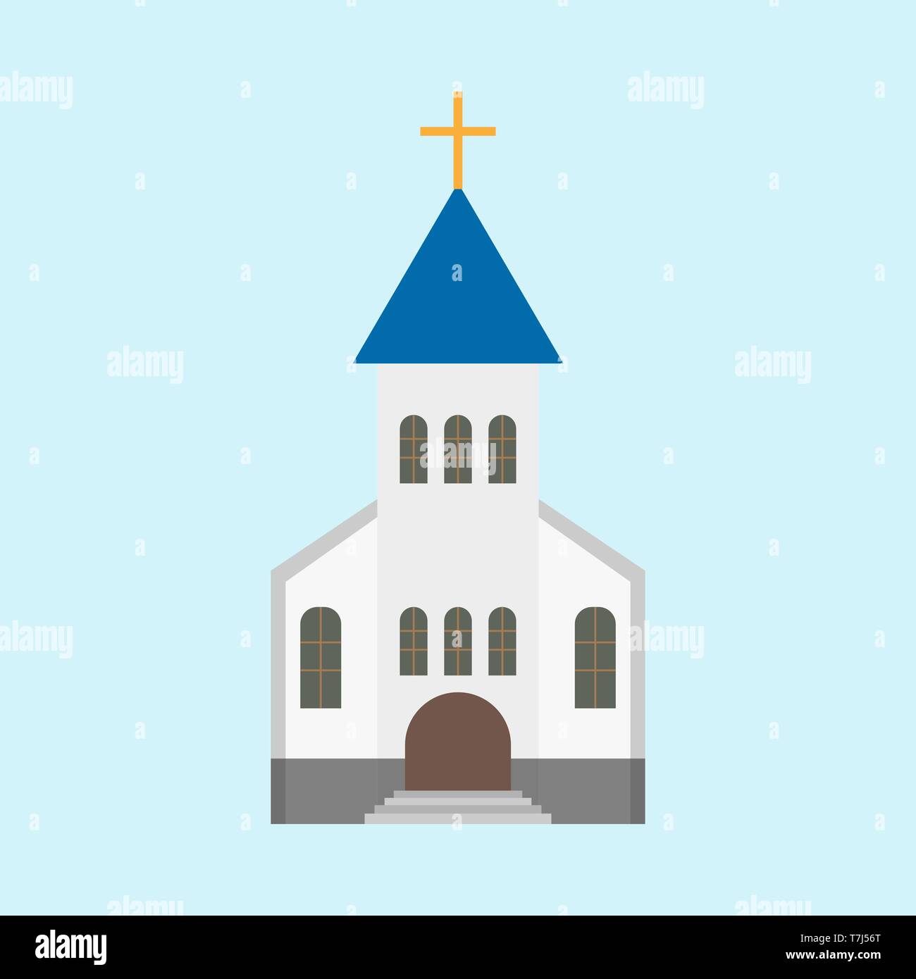 Architettura della chiesa il cristianesimo landmark tower icona. Semplice vintage dio vettore di costruzione Illustrazione Vettoriale