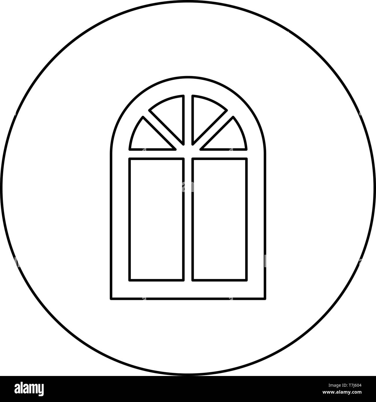 Telaio del finestrino semi-round nella parte superiore della finestra Arco  icona nel cerchio sagoma tonda colore nero illustrazione vettoriale stile  piatto semplice immagine Immagine e Vettoriale - Alamy