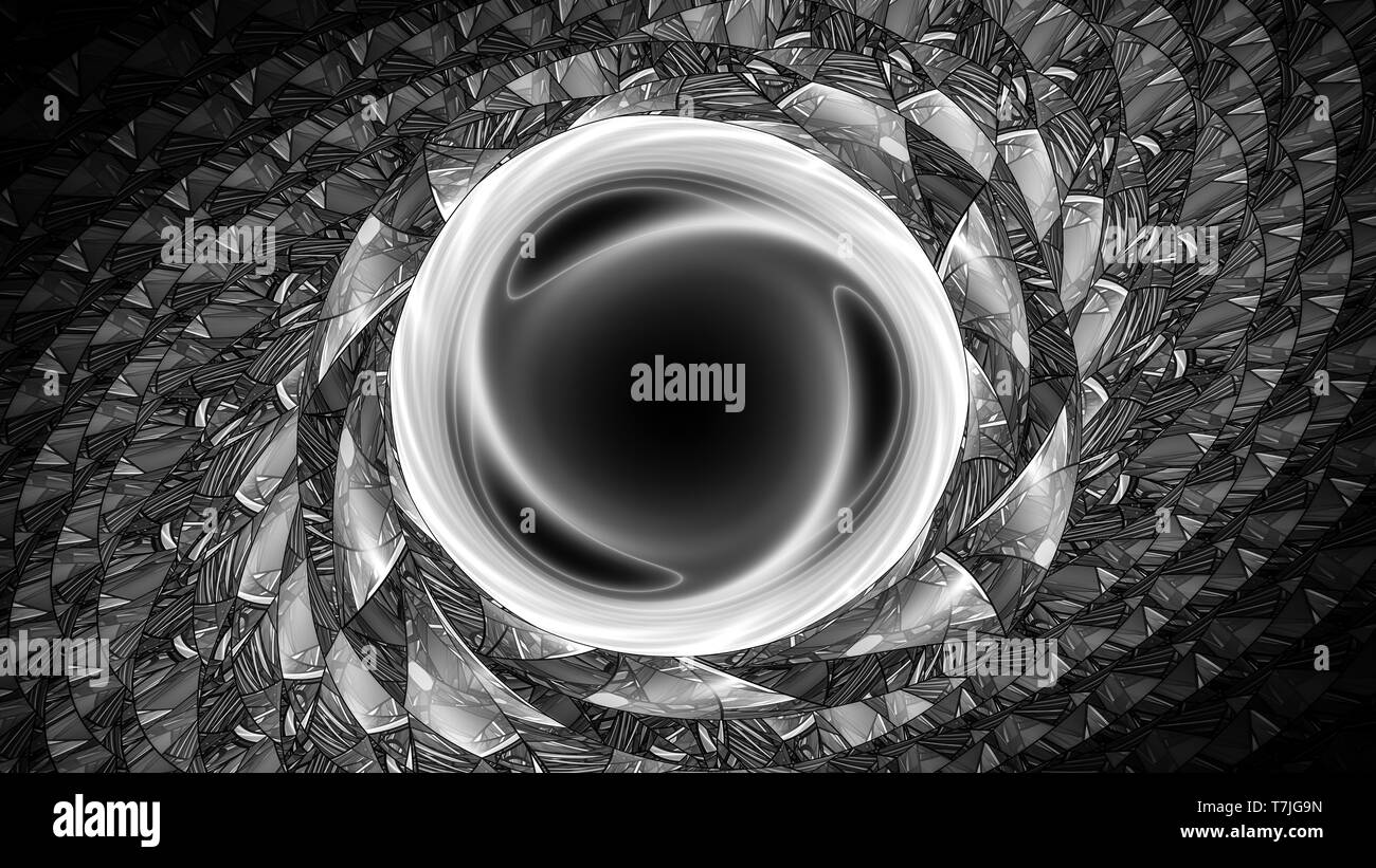 Wormhole artificiale, generato dal computer intenisty astratta mappa in bianco e nero, rendering 3D Foto Stock