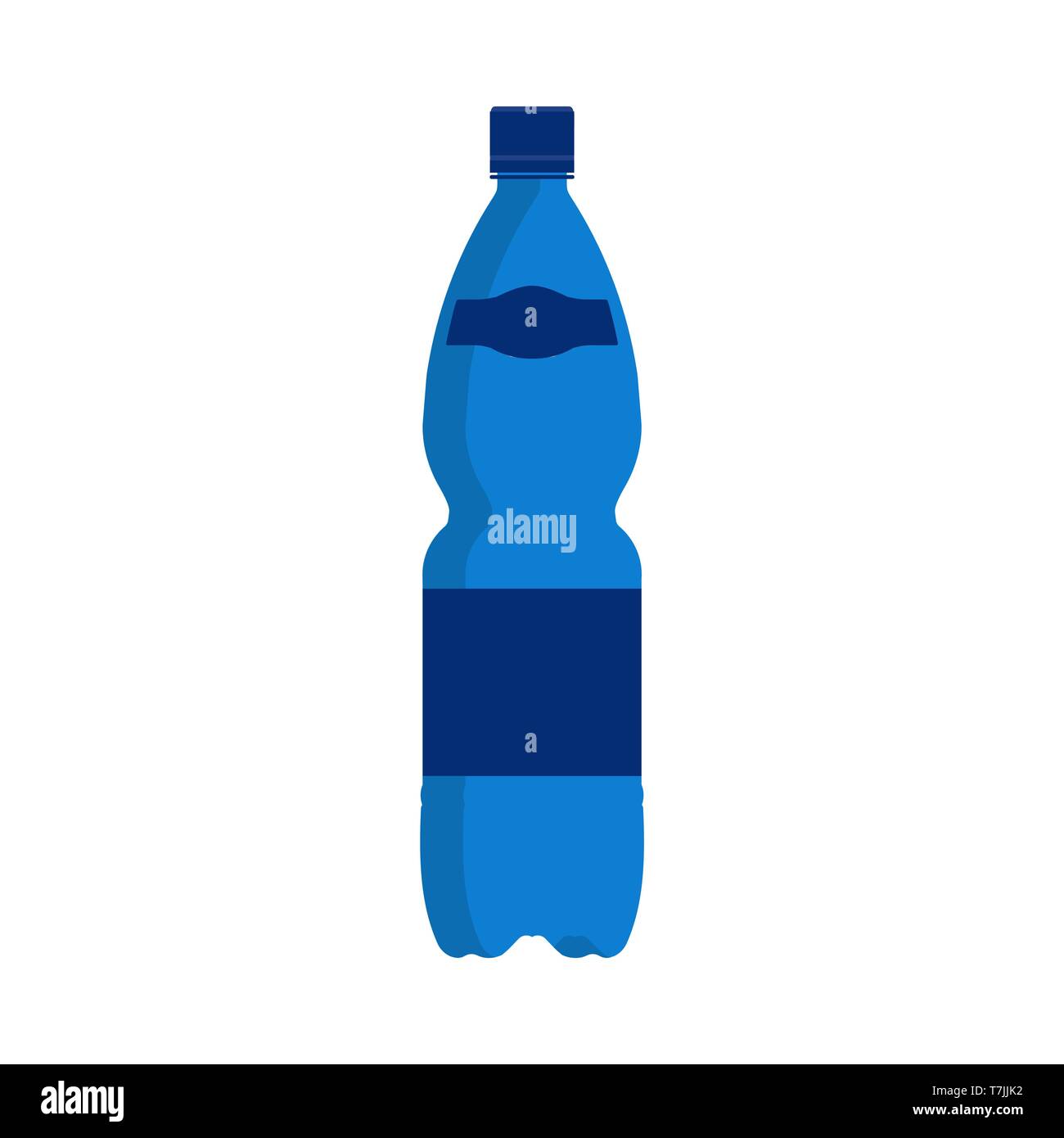 Bottiglia di acqua icona vettore bere. Plastica bevanda blu contenitore di liquido isolate. Soda minerale simbolo cap. Piatto semplice pacchetto verticale Illustrazione Vettoriale