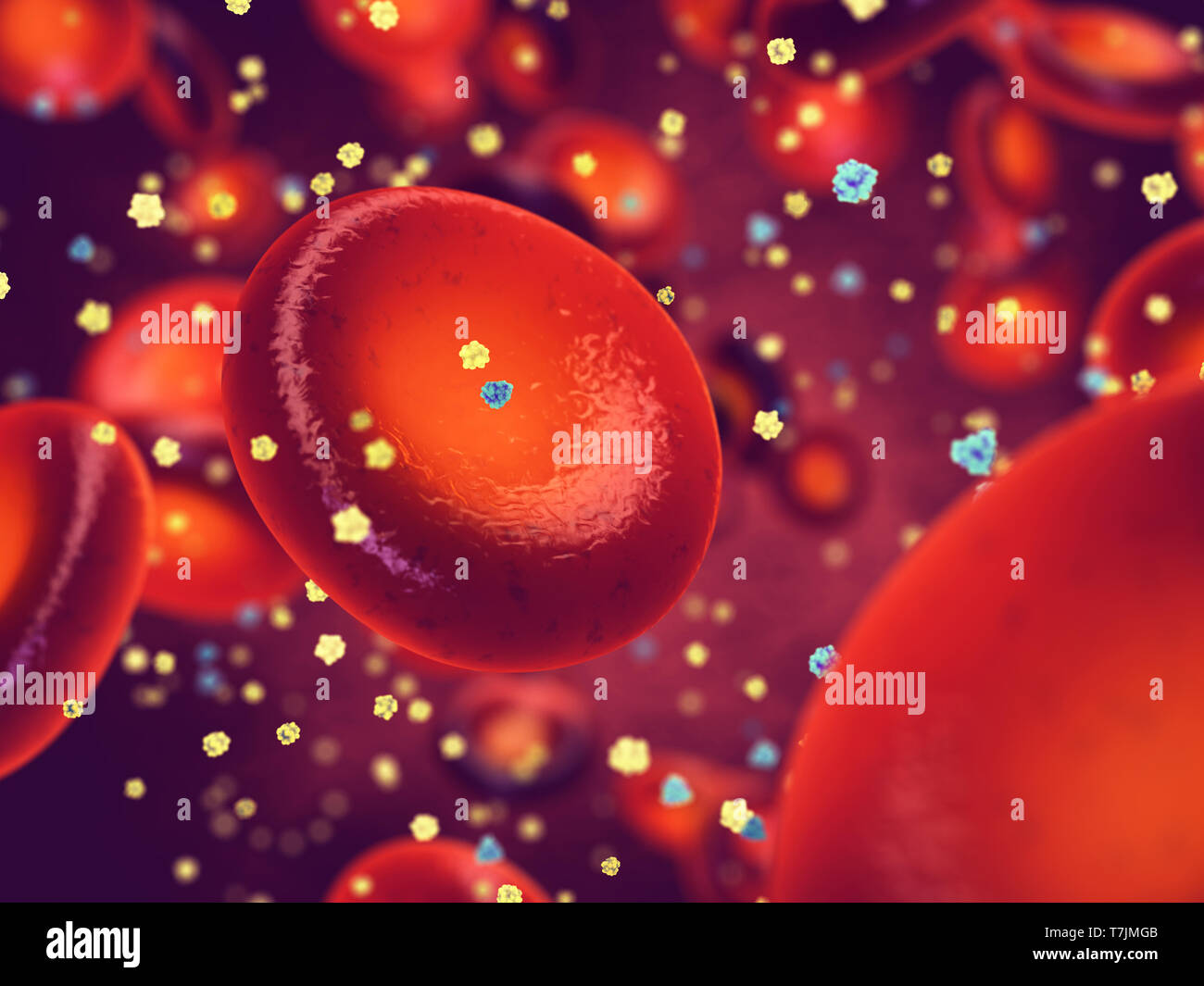 Il diabete è un disturbo metabolico causato da alti livelli di zucchero nel sangue, glucosio e molecole di insulina nel sangue Foto Stock