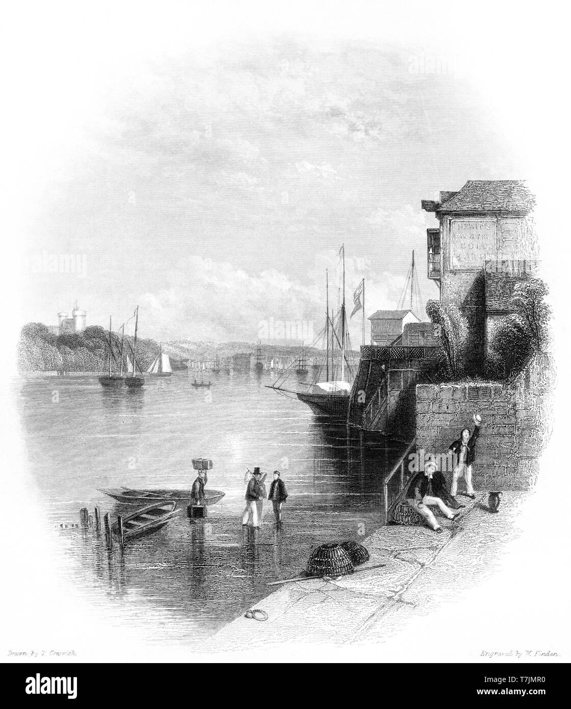 Una incisione di Cowes, Isle of Wight scansionati ad alta risoluzione da un libro pubblicato nel 1842. Ritiene copyright free. Foto Stock