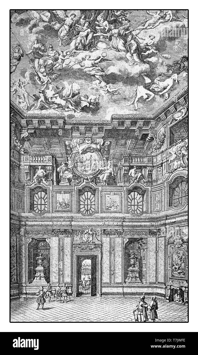 Il riccamente decorata sala di marmo del palazzo d'inverno del principe Eugenio di Savoia a Vienna. Il principe Eugenio era un generale dell'esercito imperiale e grande mecenate delle arti Foto Stock