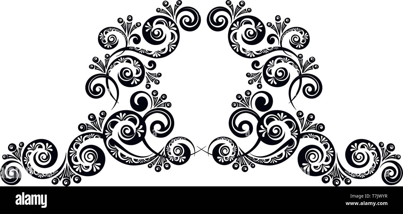 Monogramma decorativo confine calligrafico Illustrazione Vettoriale