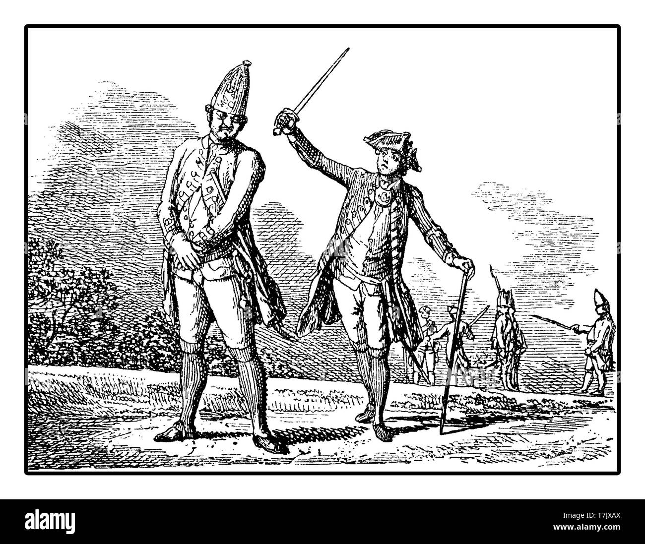 La Prussia professionalized i suoi soldati durante un periodo di tempo quando i mercenari erano la norma con istruttori e swordmasters. In aggiunta alla creazione individualmente reggimento dure pene per i trasgressori sono state imposte Foto Stock
