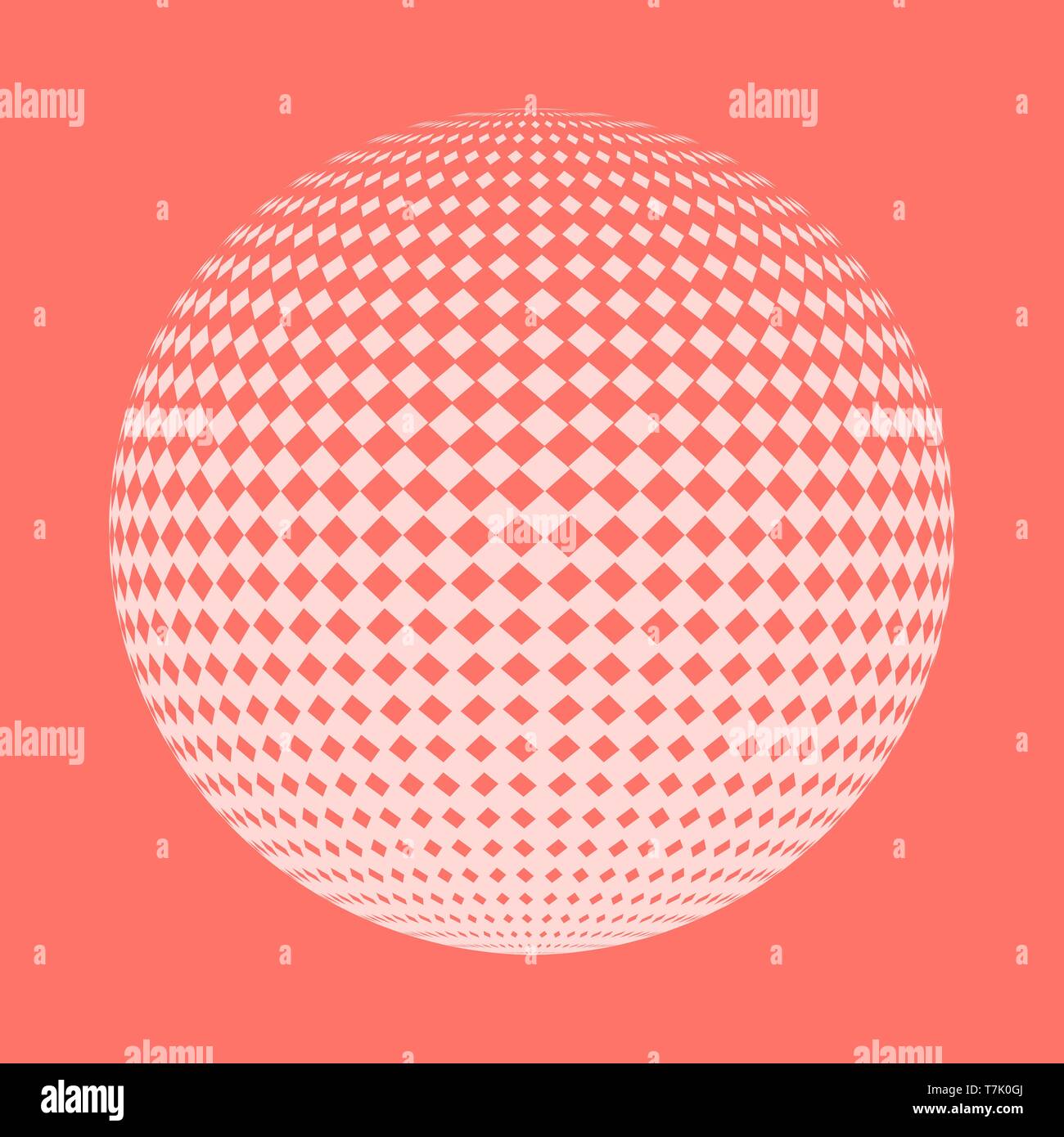 Abstract punteggiata sfera tonda. Illustrazione Vettoriale. 3d dei punti dei mezzitoni effetto. Rosa punteggiato sfera in uno sfondo bianco. Illustrazione Vettoriale
