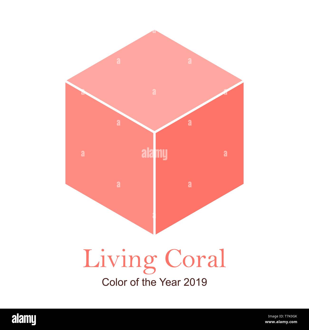 Pink Cube Icona isolato. Illustrazione Vettoriale. Simbolo del cubo nel quartiere alla moda di colore rosa Illustrazione Vettoriale