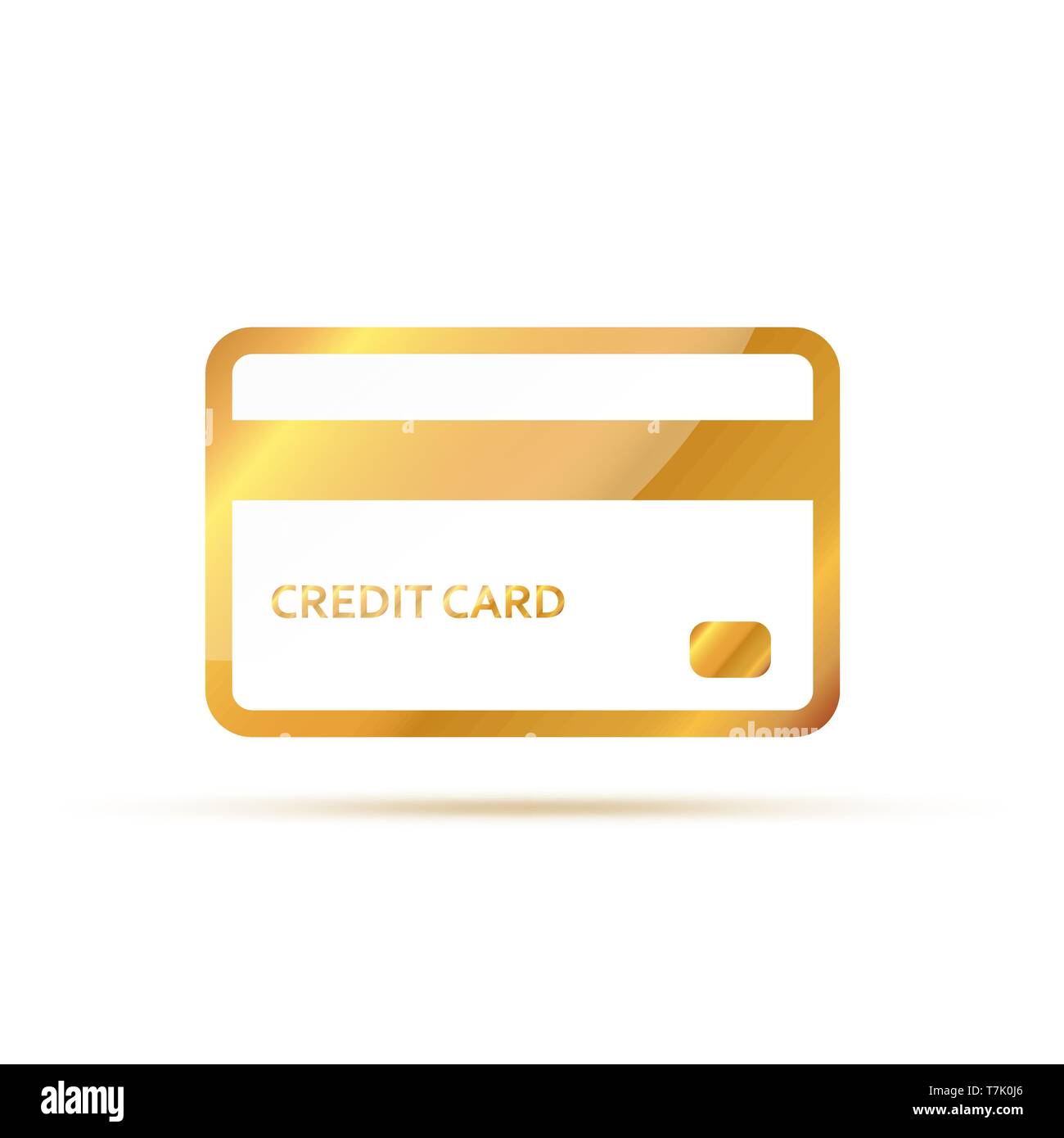 Oro Carta di Credito e la relativa icona. Illustrazione Vettoriale. Simbolo della carta di credito isolato Illustrazione Vettoriale