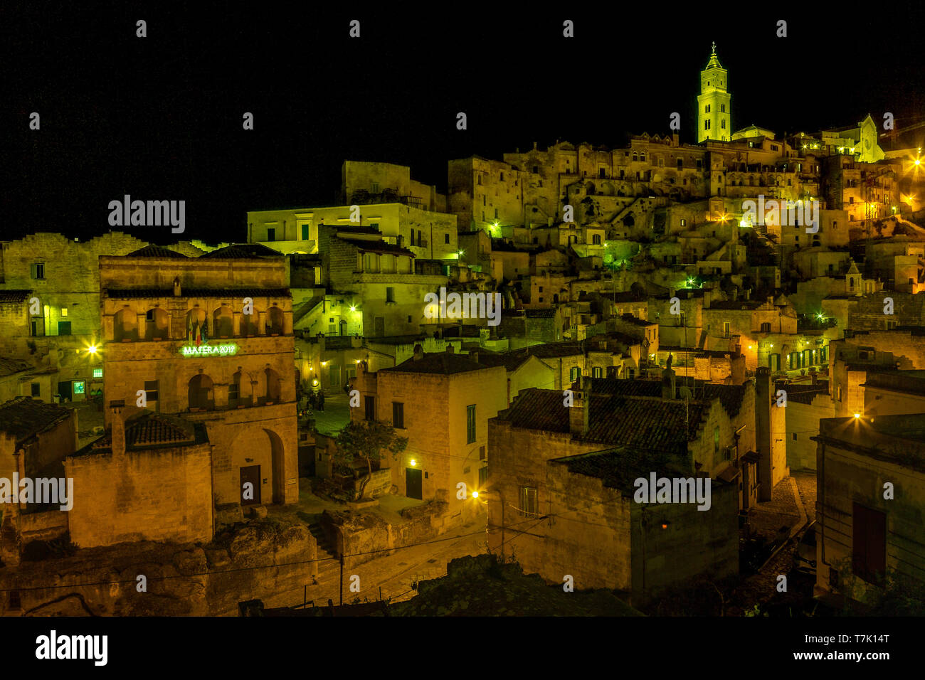 Matera di notte Foto Stock