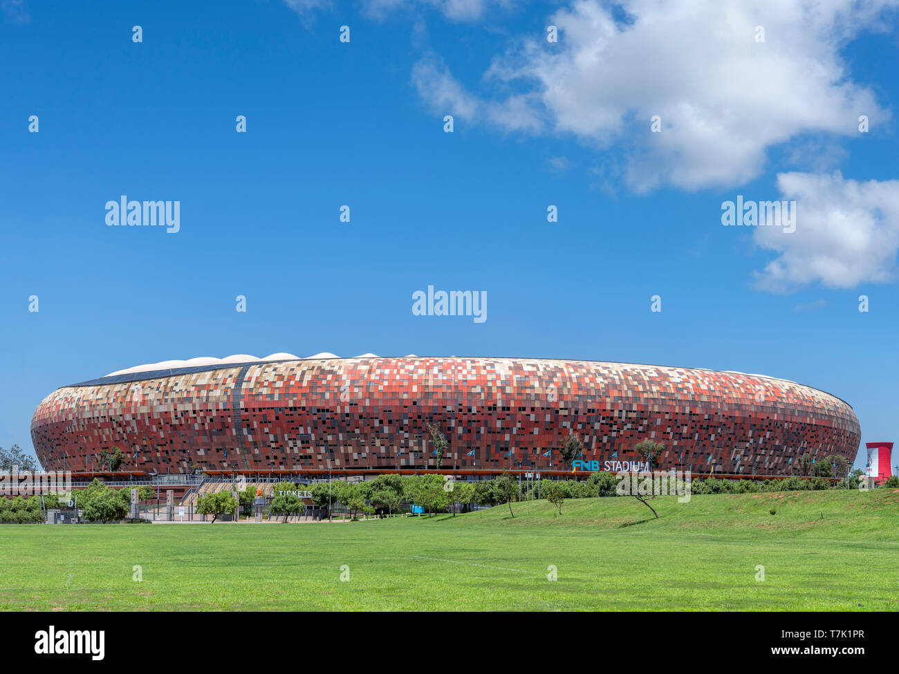 La FNB Stadium, Nasrec, Soweto, Johannesburg, Sud Africa Foto Stock