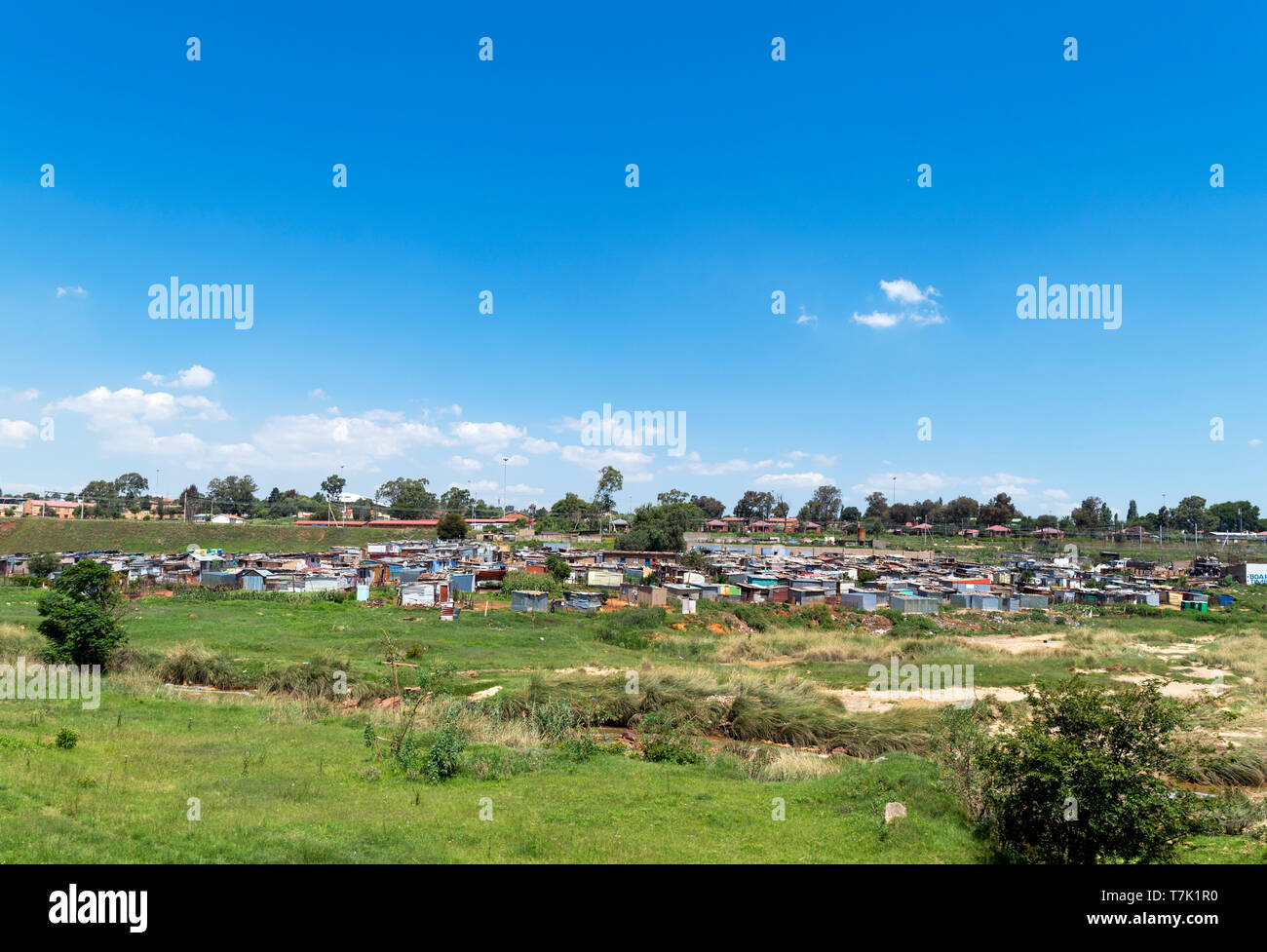 Baraccopoli abitazioni di Orlando West, Johannesburg, Sud Africa Foto Stock