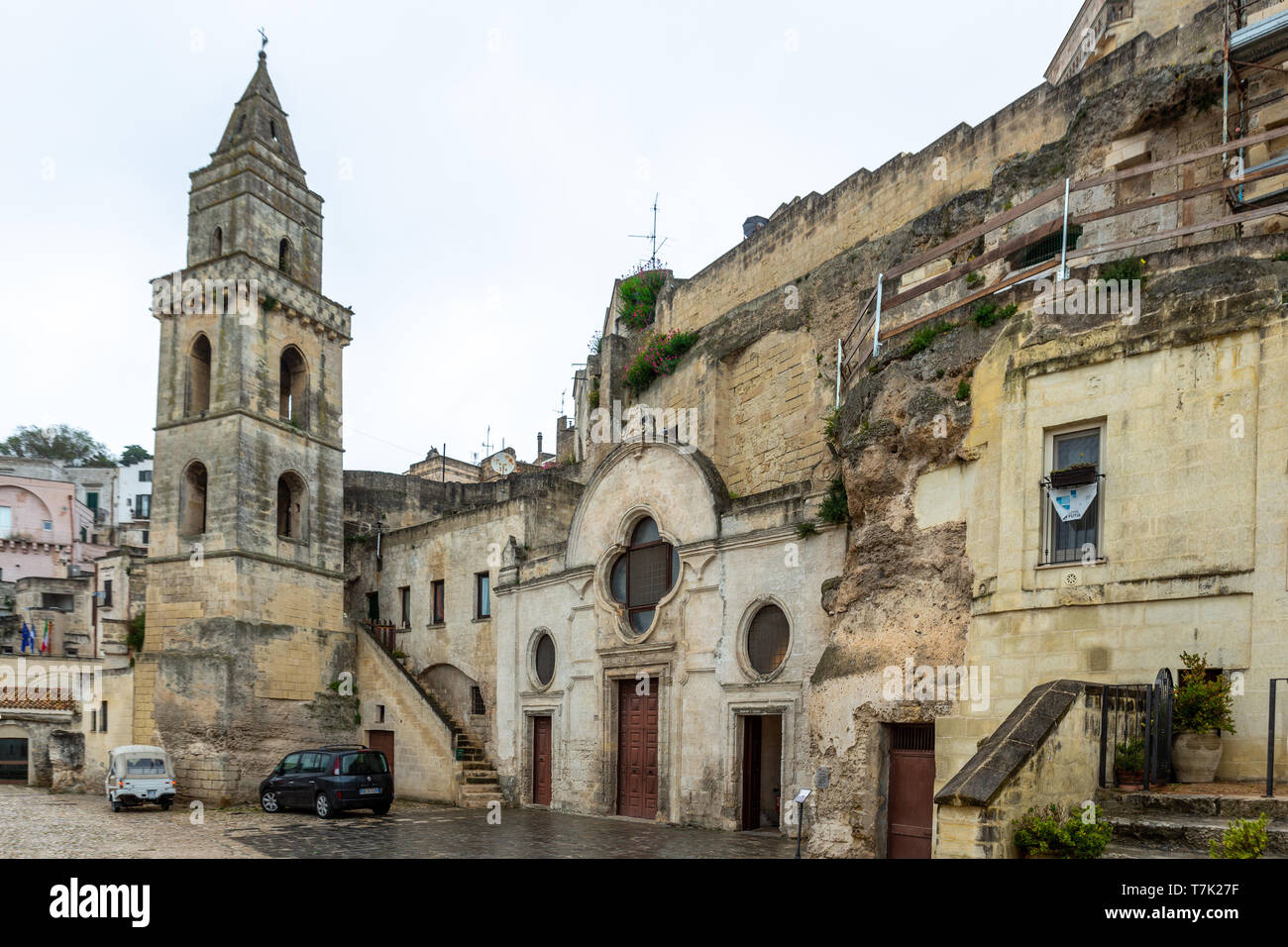 San Pietro Barisano chiesa, Grotta monastero. Matera Foto Stock