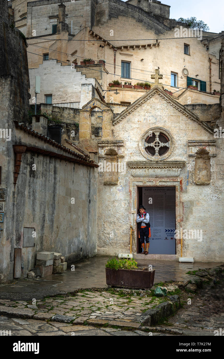 Chiesa rupestre di San Antonio Abate grotta chiesa, Matera Foto Stock