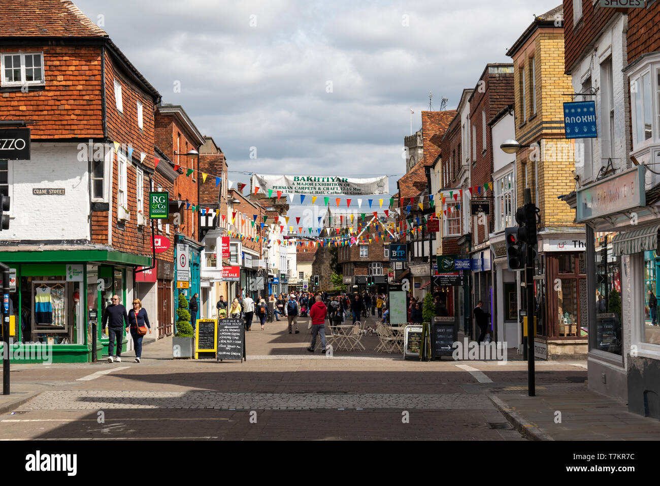 Salisbury High Street, Wiltshire, Inghilterra, Regno Unito Foto Stock