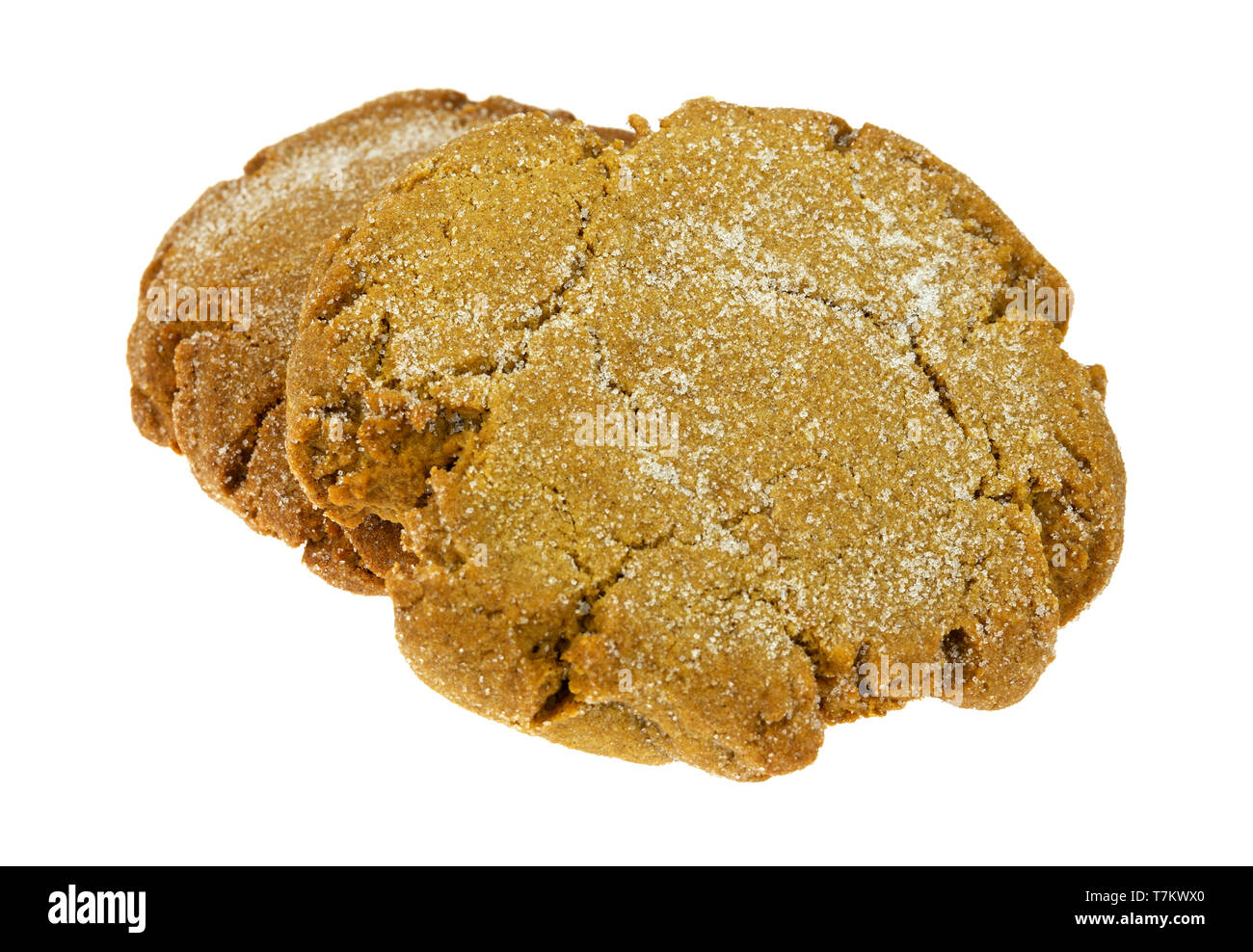 Vista laterale di un melasso biscotti fatti in casa isolata su uno sfondo bianco. Foto Stock