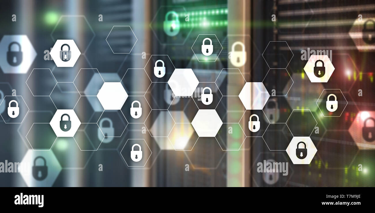 Cyber security tecnologia astratta sfondo banner. La protezione dei dati e informativa sulla privacy Foto Stock