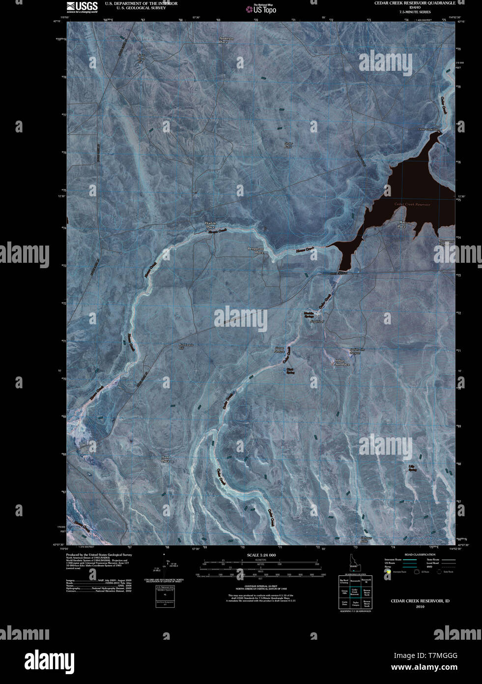 USGS TOPO Map ID Idaho Cedar Creek serbatoio 20101115 TM restauro invertito Foto Stock