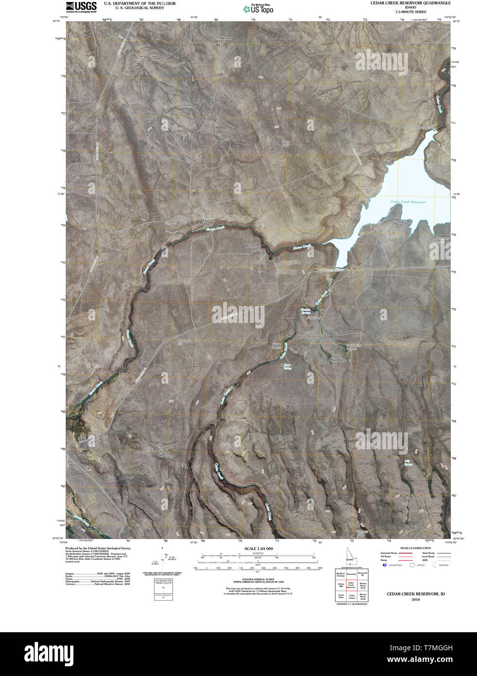 USGS TOPO Map ID Idaho Cedar Creek serbatoio 20101115 TM il restauro Foto Stock
