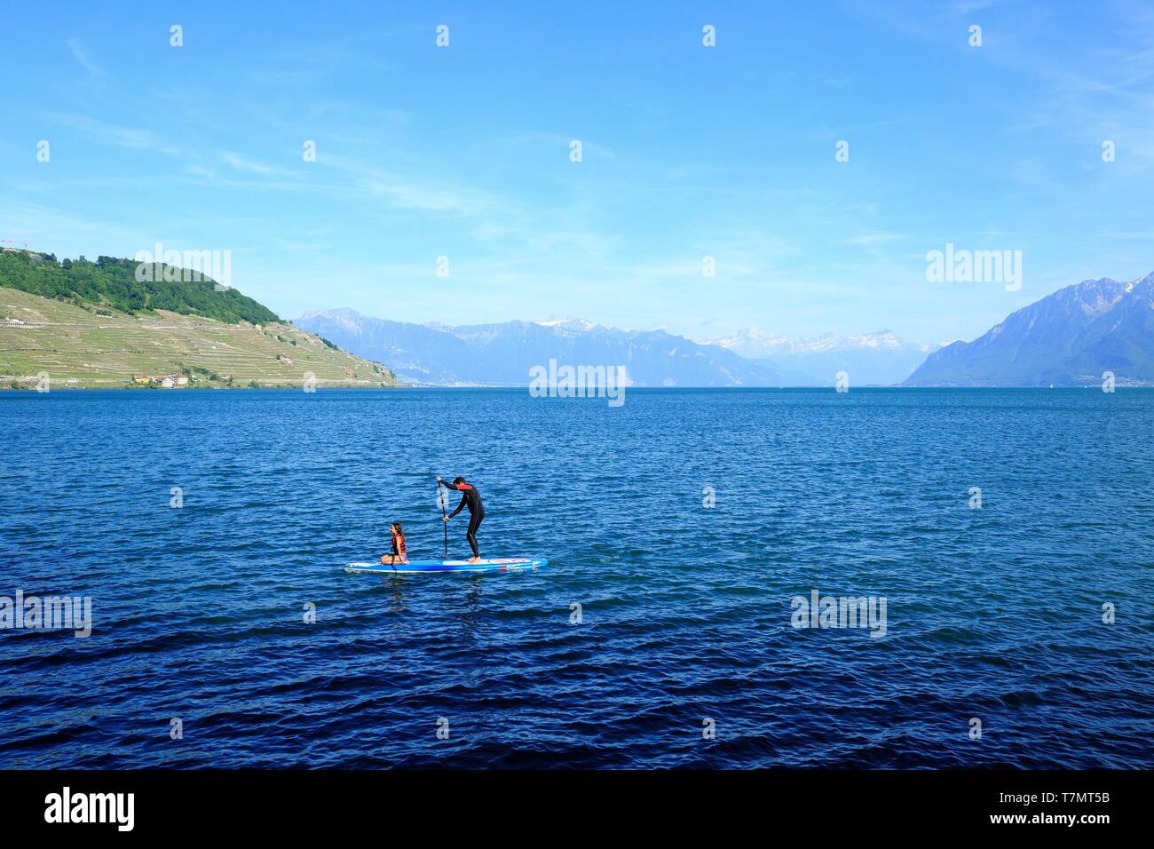 La Svizzera, canton Vaud, sul Lago di Ginevra, Distretto di Lavaux osui, Bourg en Lavaux, Cully Foto Stock
