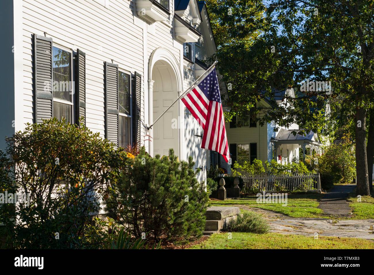 Stati Uniti, New England, Vermont, Woodstock, noi bandiera Foto Stock