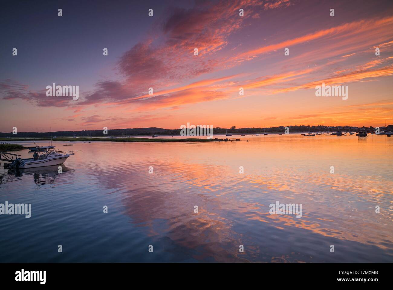 Stati Uniti, New England, Cape Ann, Massachusetts, Annisquam, tramonto sul fiume Annisquam Foto Stock