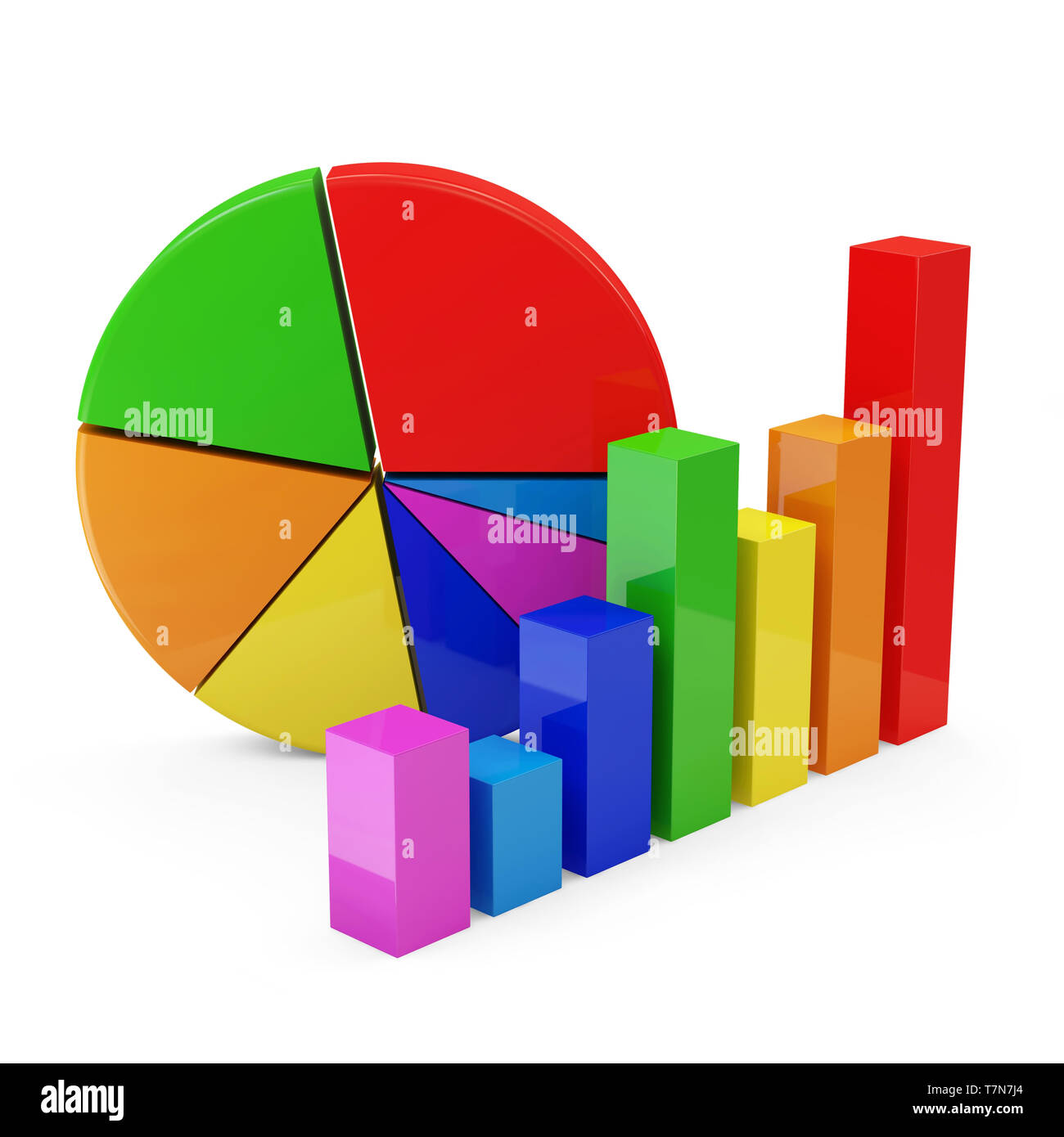 Colorato grafico di Business con grafico a torta isolati su sfondo bianco Foto Stock
