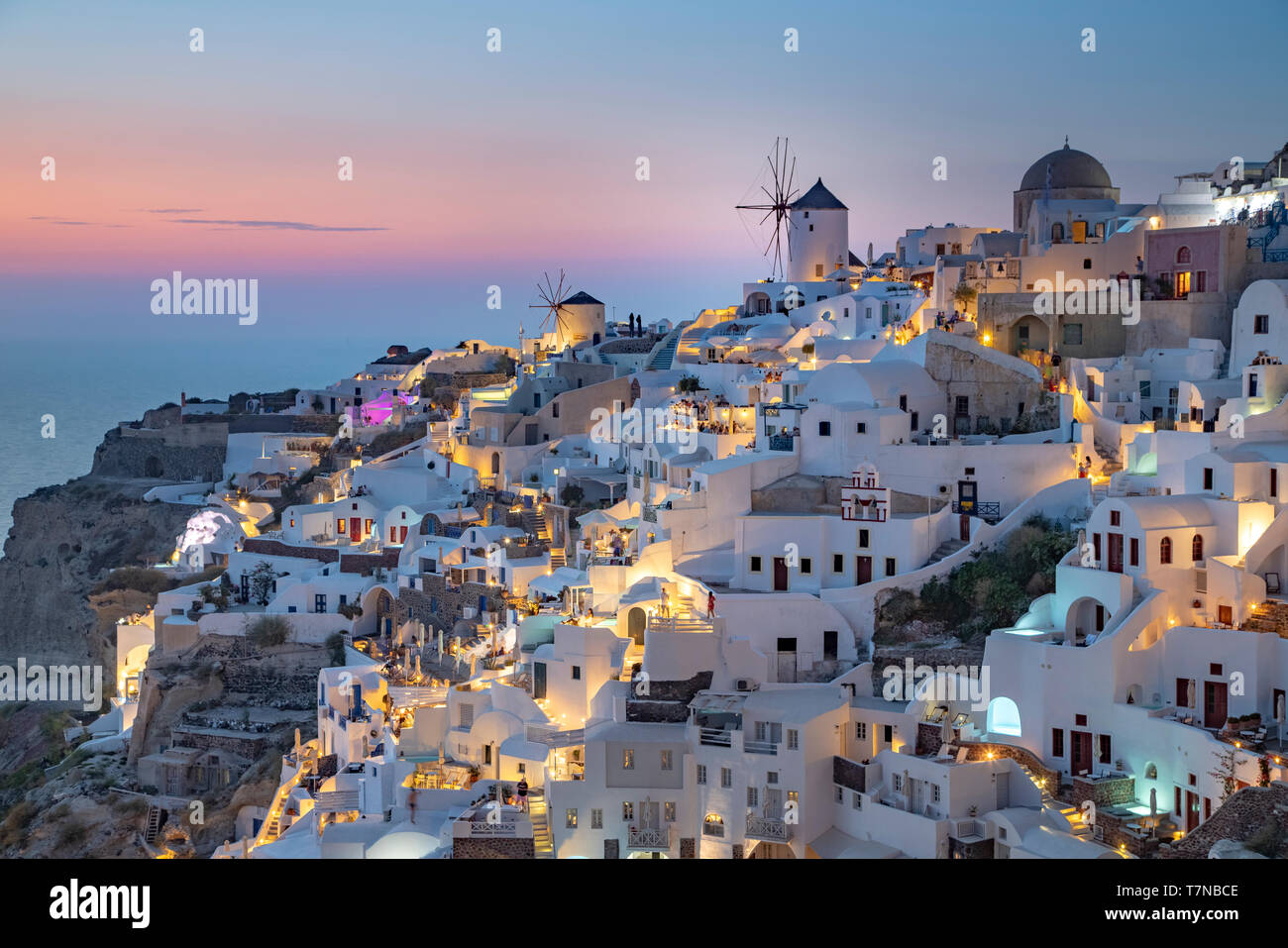 Grecia CICLADI, Santorini (Thira), Ia (Oia) e della caldera di Santorini Foto Stock