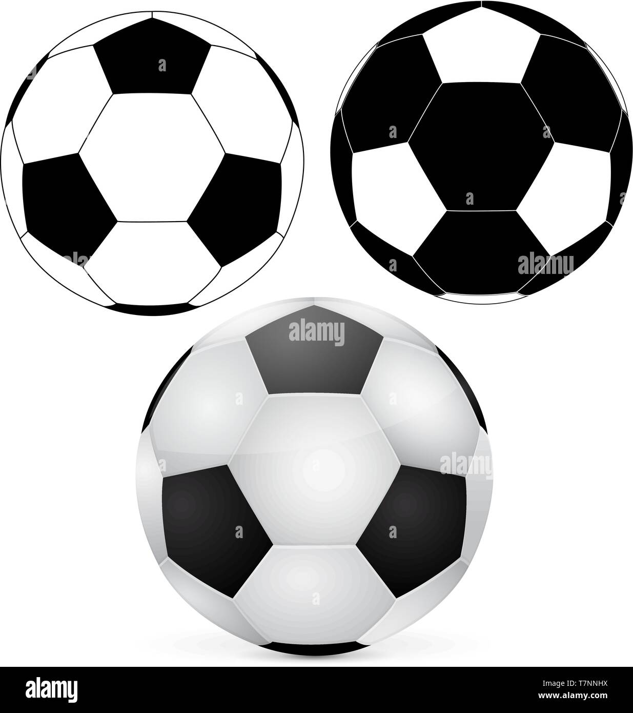 Pallone da calcio. Outline ed elementi 3d Illustrazione Vettoriale