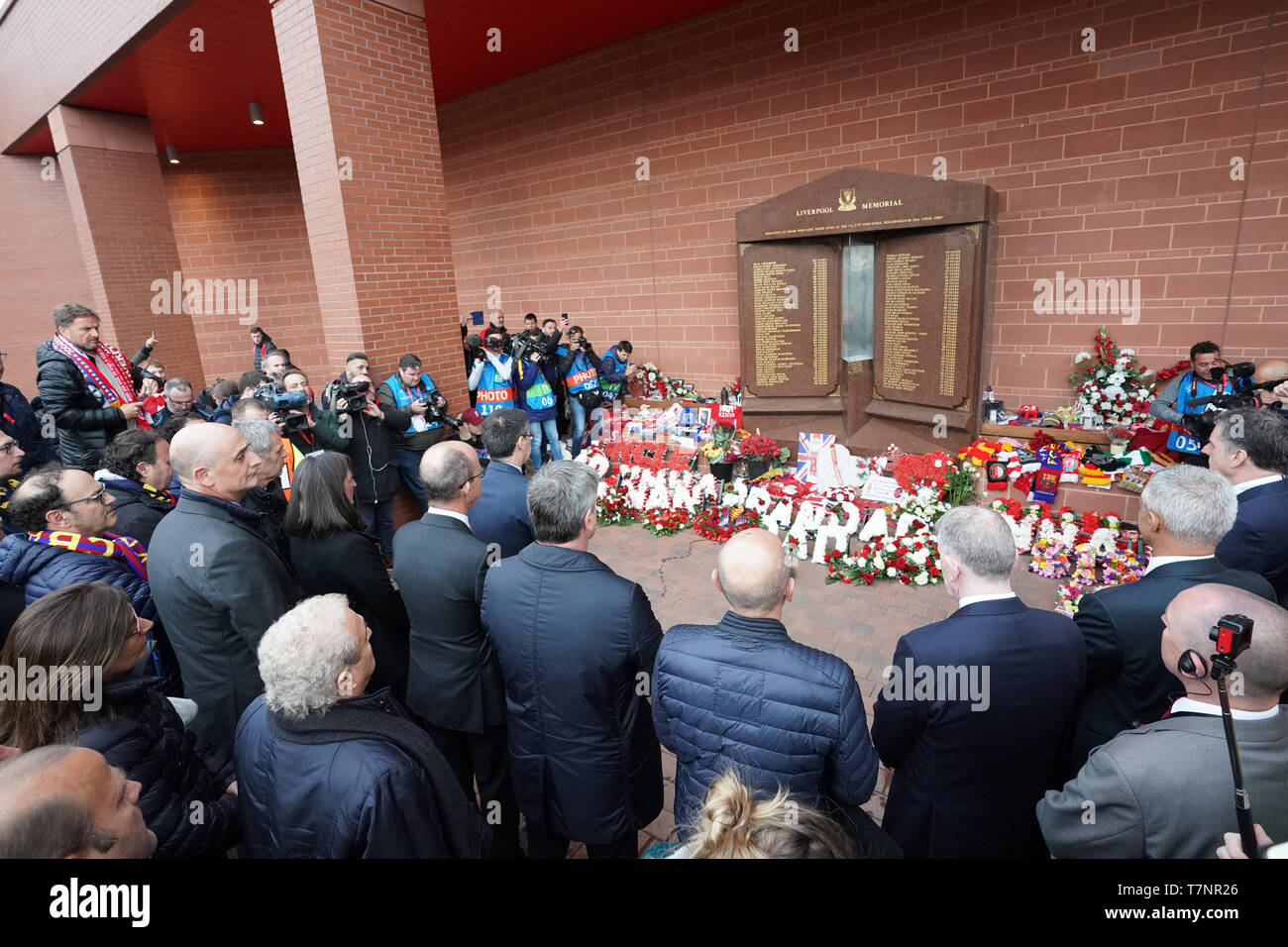 Hillsborough memorial ad Anfield 7 Mayl 2019 , Anfield Stadium, Liverpool, in Inghilterra; la UEFA Champions League Semi Finale, la seconda gamba, Liverpool FC vs FC Barcellona Credito: Terry Donnelly/news immagini Foto Stock