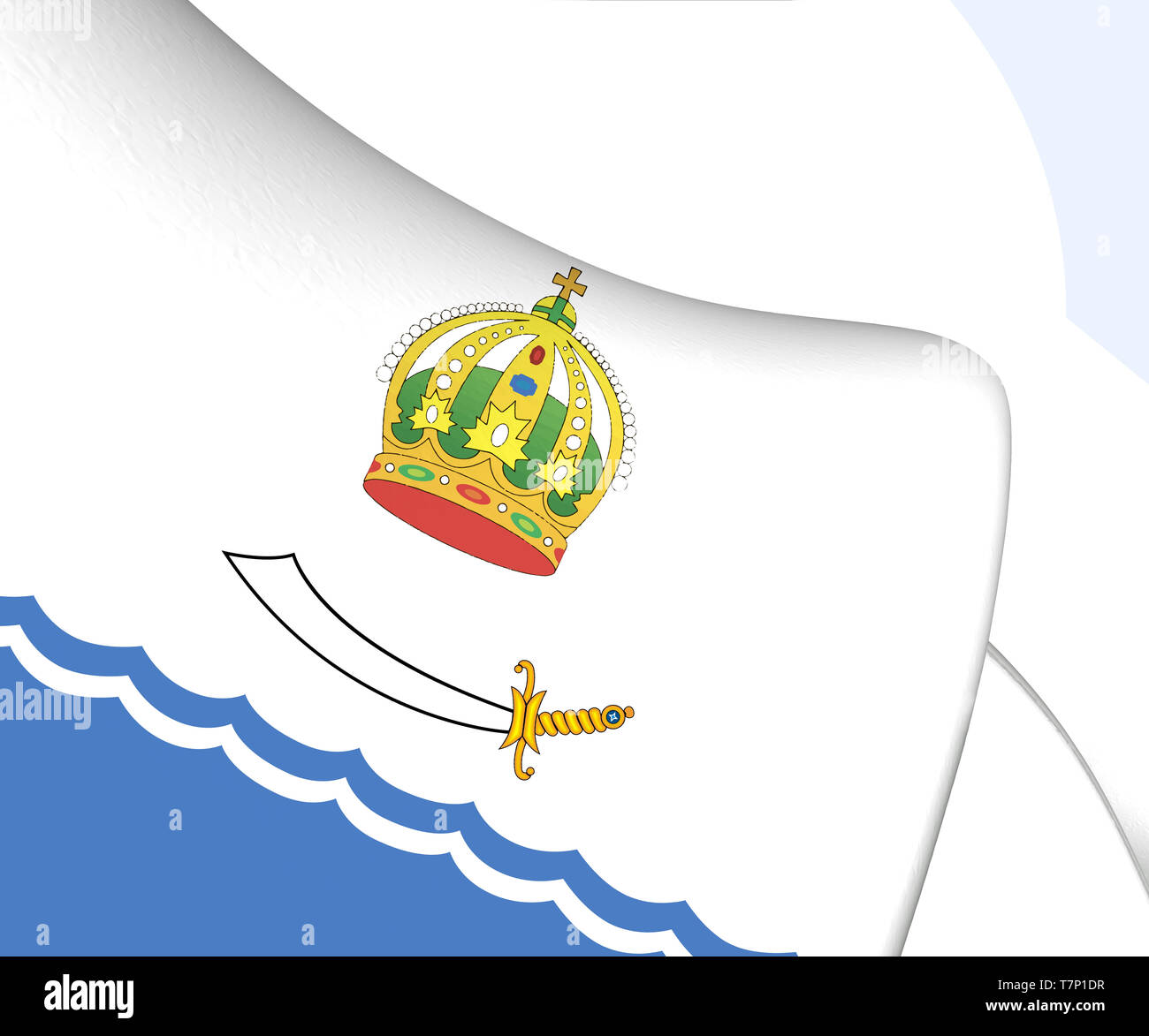 3D Bandiera di Astrakhan, Russia. 3D'illustrazione. Foto Stock