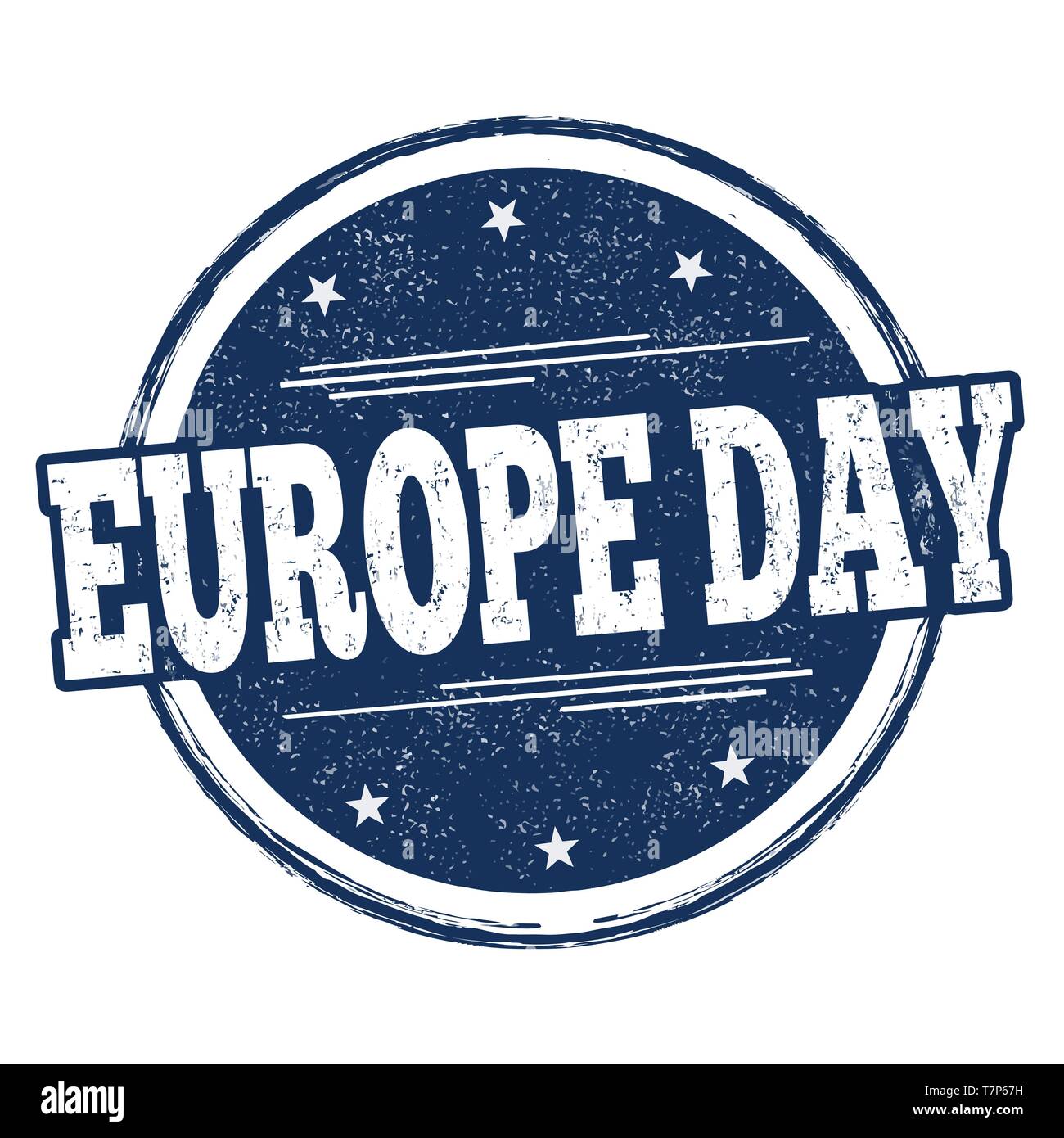 La giornata dell'Europa firma o timbro su sfondo bianco, illustrazione vettoriale Illustrazione Vettoriale