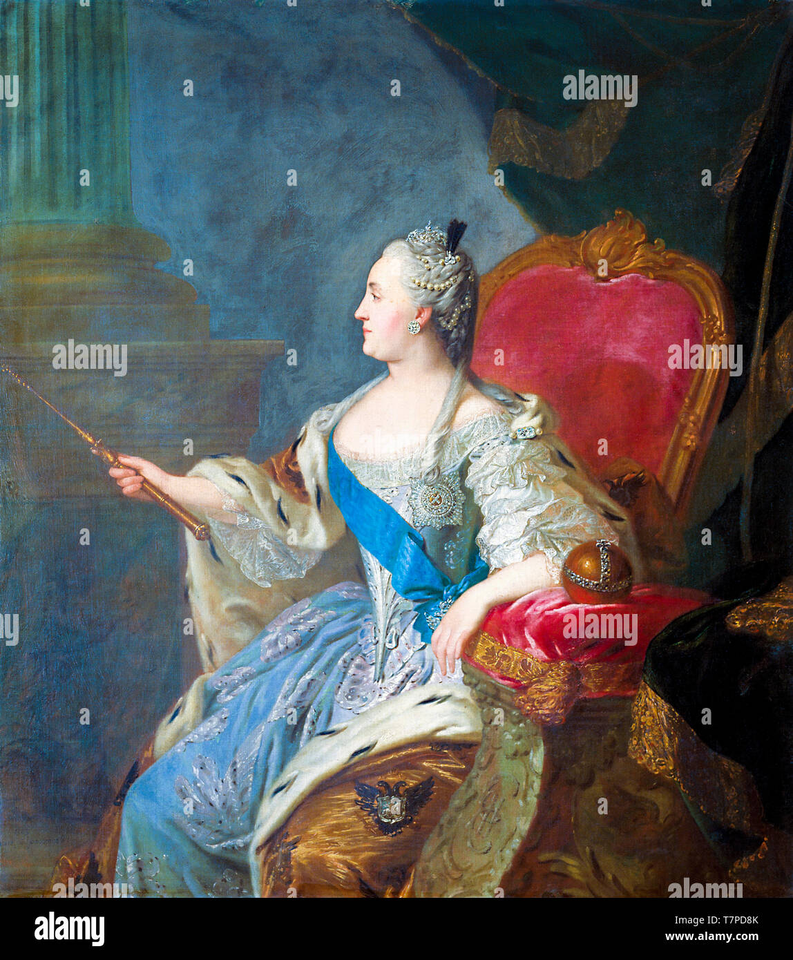 Ritratto di Caterina II, officina di Fëdor Rokotov, 1763 Foto Stock