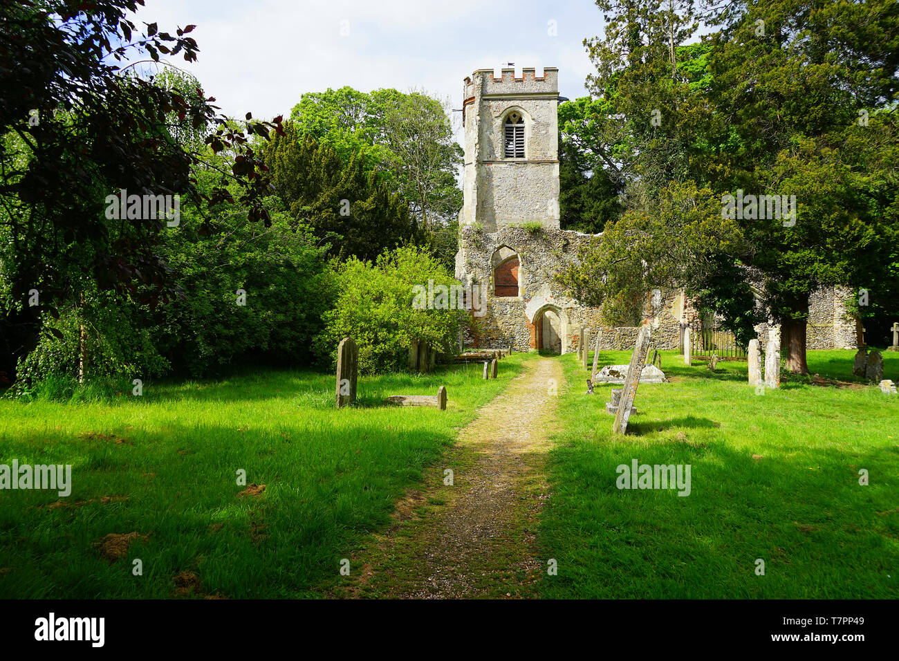 La vecchia chiesa in rovina a Ayot St Lawrence Foto Stock