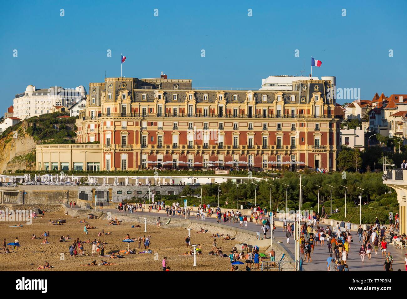 Francia, Pirenei Atlantiques, crogiolatevi paese, Biarritz, grande spiaggia di Biarritz Foto Stock