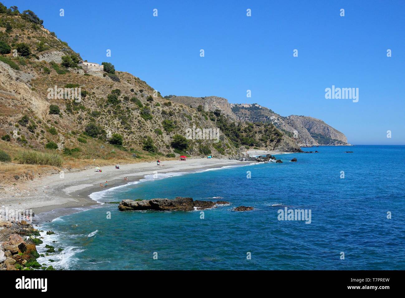 Spagna, Andalusia, Nerja, Natral Parc Ancatilados de Marro Cerro Gordo, Las Aberquillas beach Foto Stock