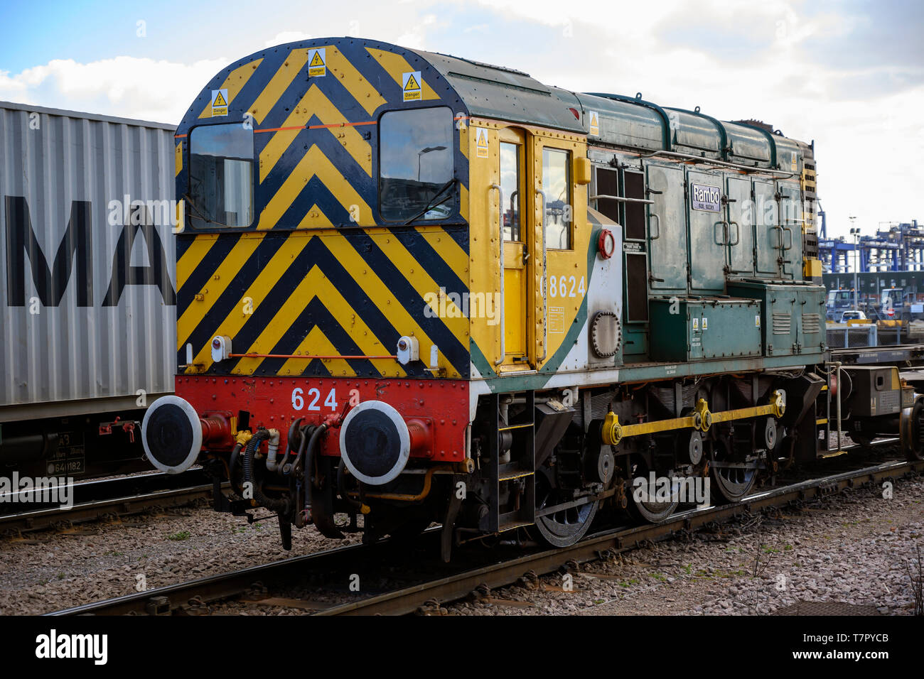 Classe diesel 08 deviatore, porto di Felixstowe, Suffolk, Regno Unito. Foto Stock