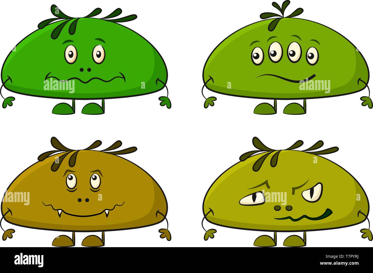 Cartoon mostri Smilies impostato Illustrazione Vettoriale