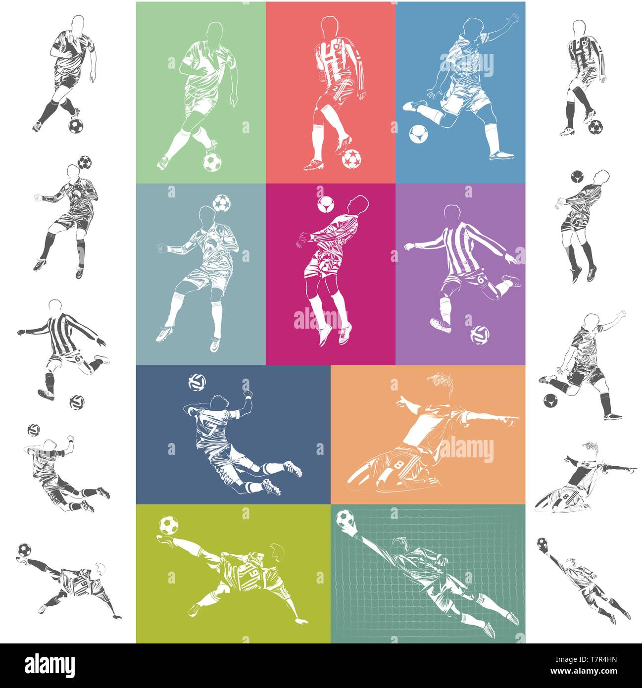 Il calcio poster su sfondo colorato Illustrazione Vettoriale