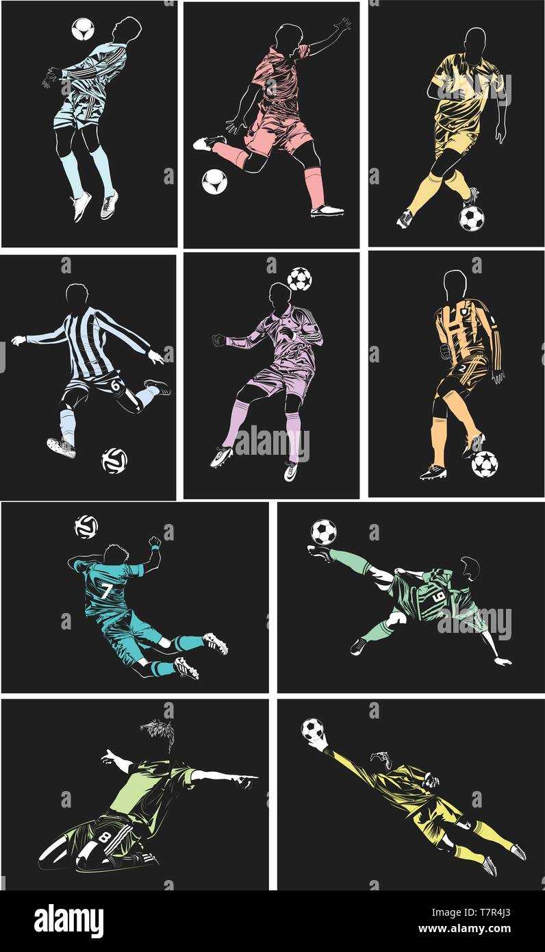 Poster di calcio su morbido sfondo nero Illustrazione Vettoriale